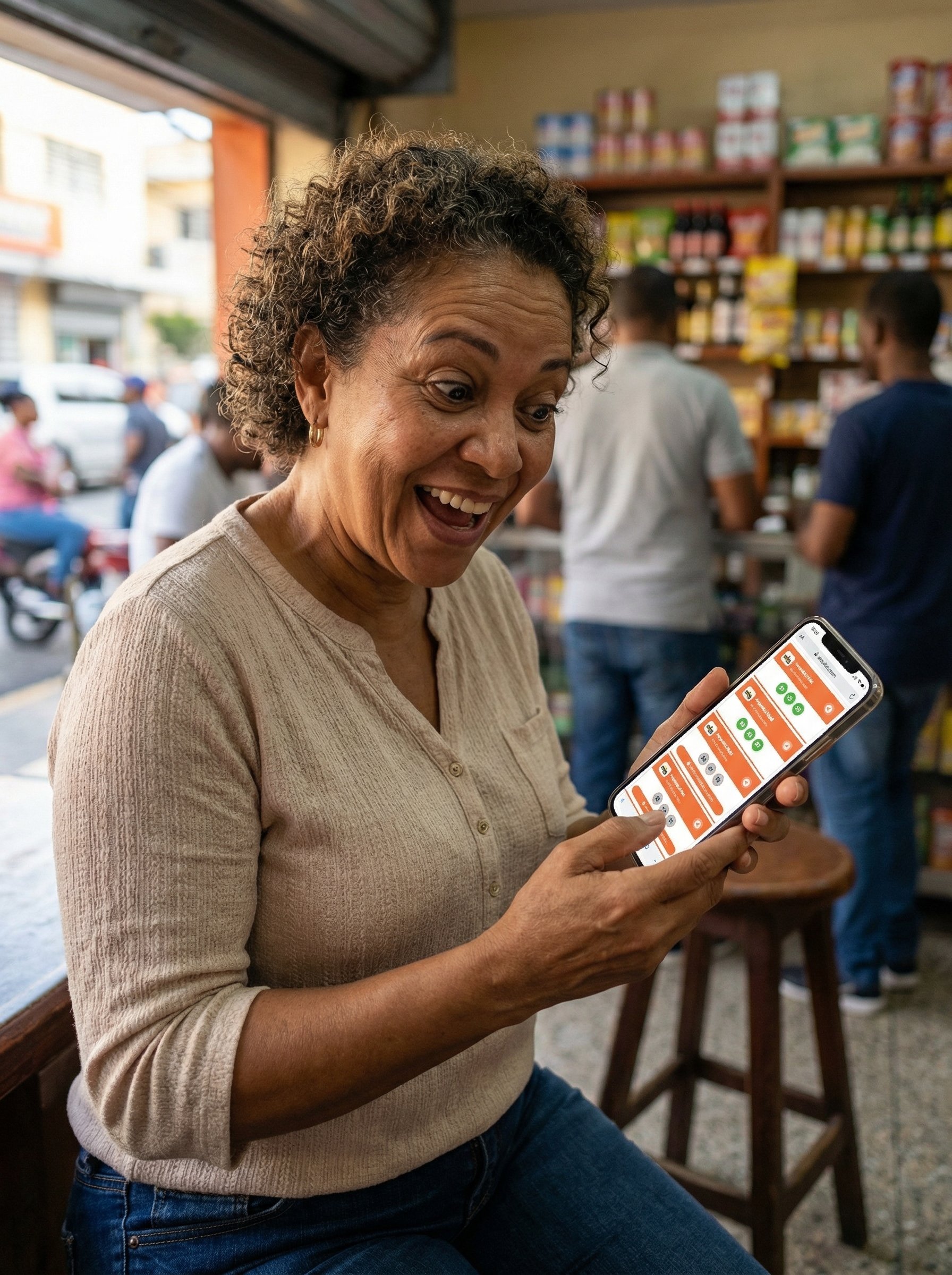 Persona revisando resultados de loter&iacute;a en su celular