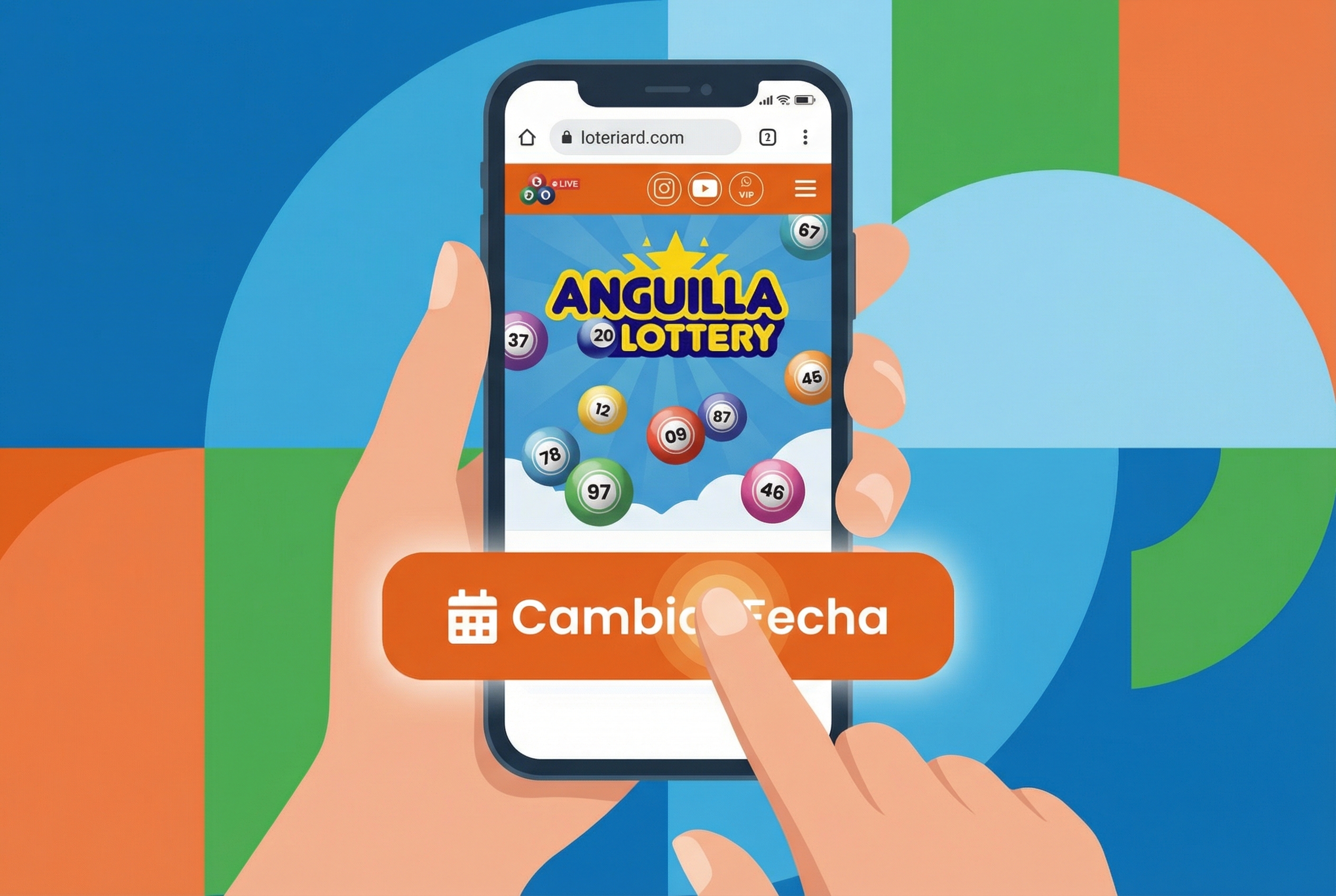 Botón para cambiar la fecha de los resultados de Anguila 8 AM