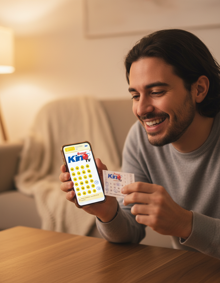 Persona revisando su ticket de lotería con atención