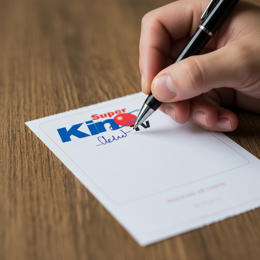 Firmando la parte trasera de un ticket de loter&iacute;a para asegurar el premio