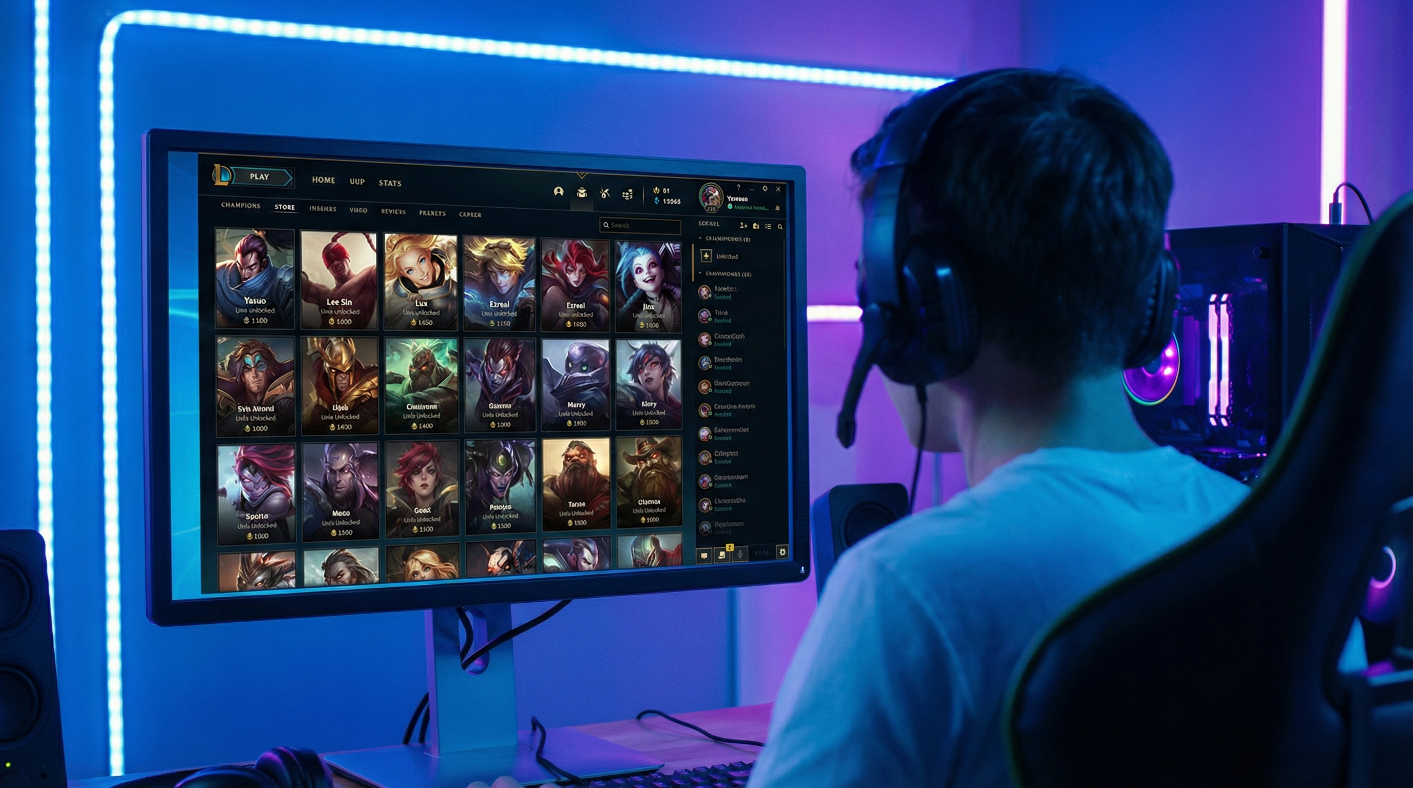 Jugador eligiendo una skin en League of Legends