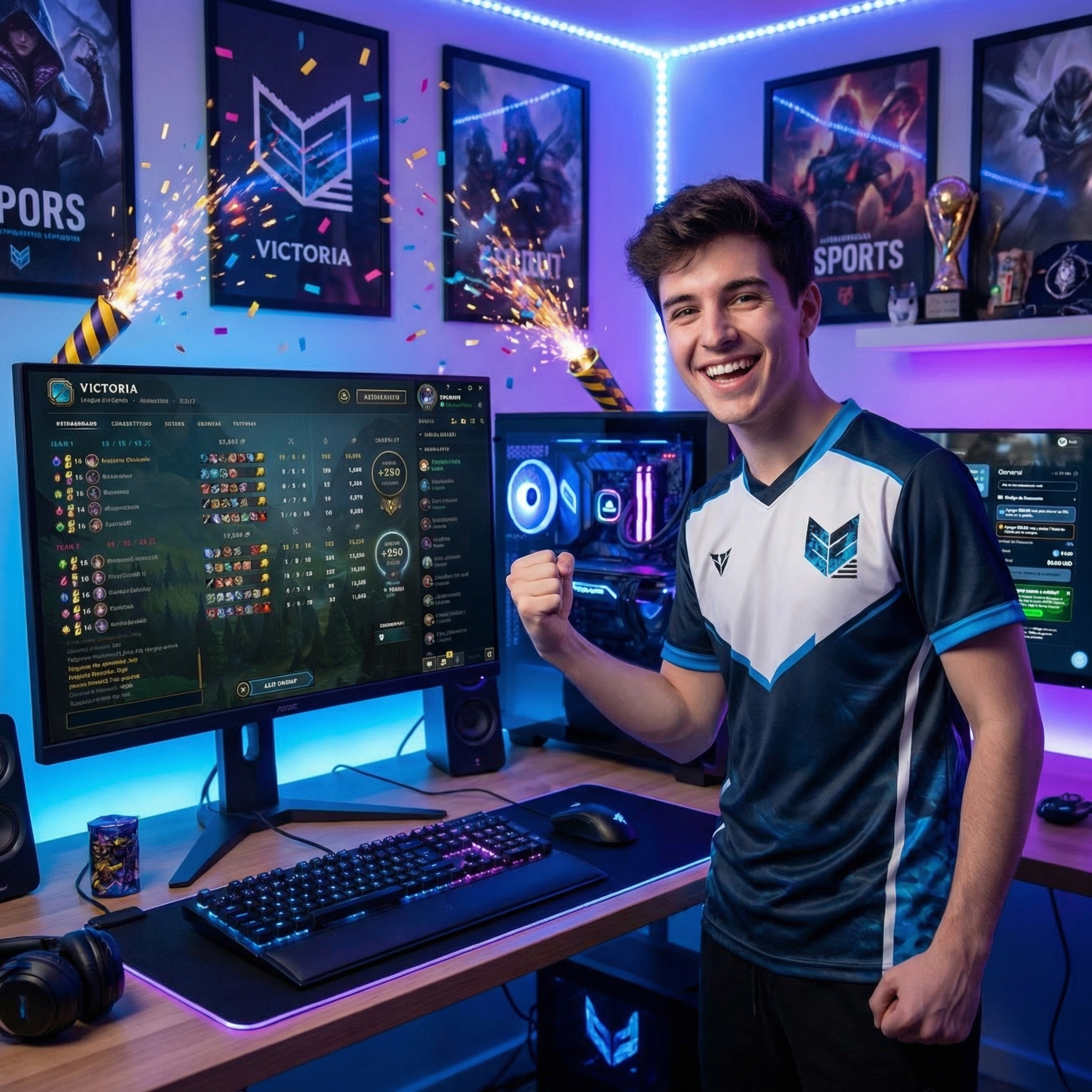 Jugador de LoL celebrando una victoria