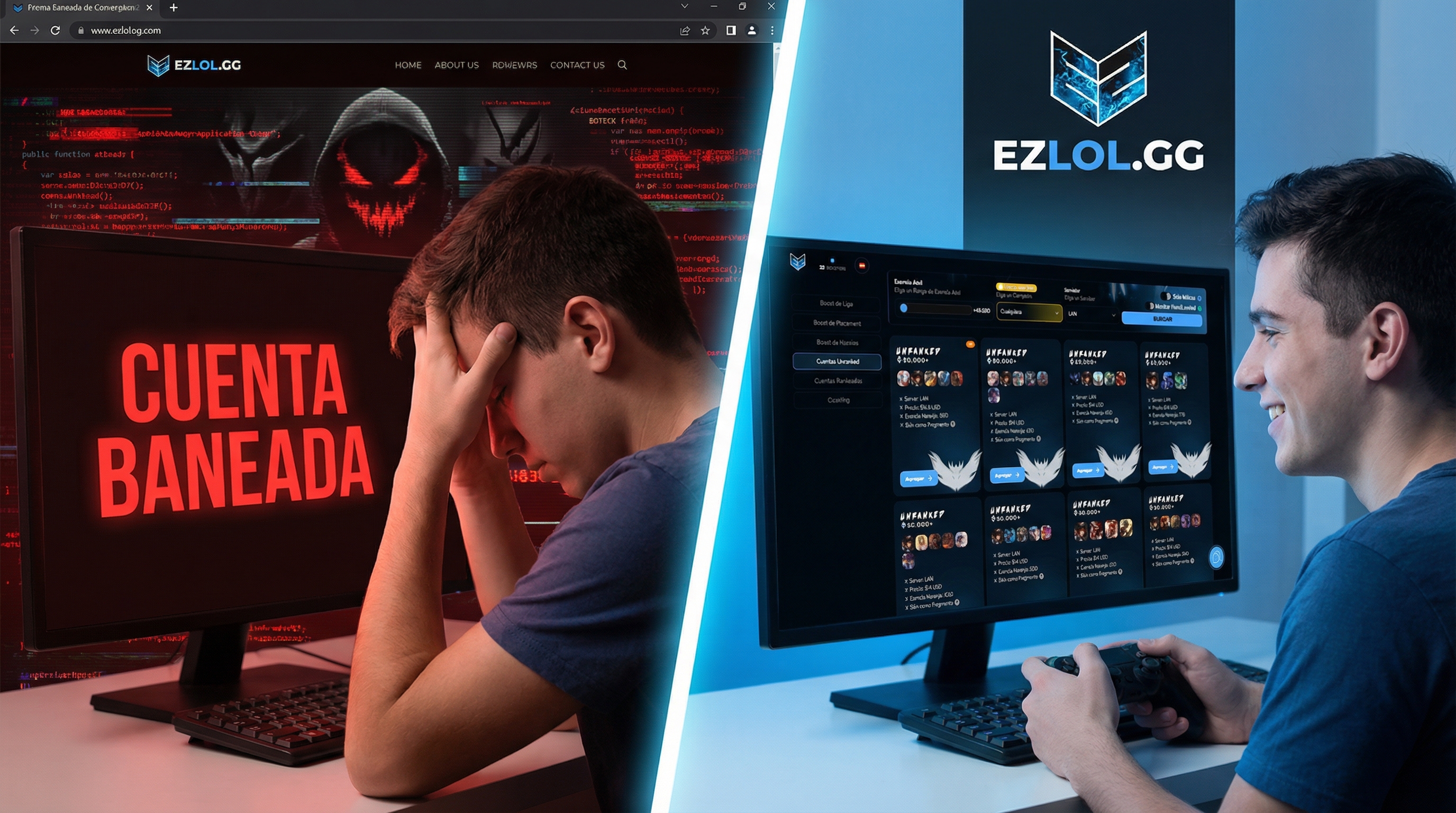 Comparativa de compra segura vs compra riesgosa de cuentas LoL