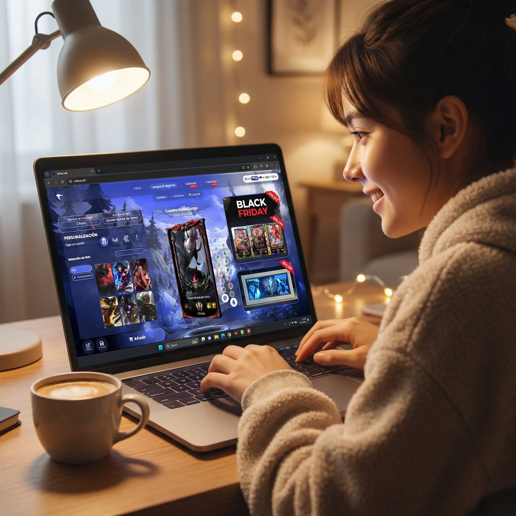 Persona buscando ofertas de Black Friday en su ordenador