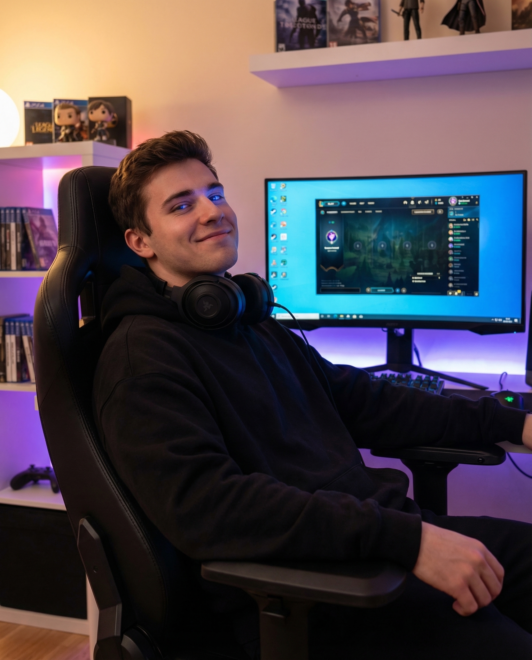 Gamer satisfecho comprando su cuenta de LoL