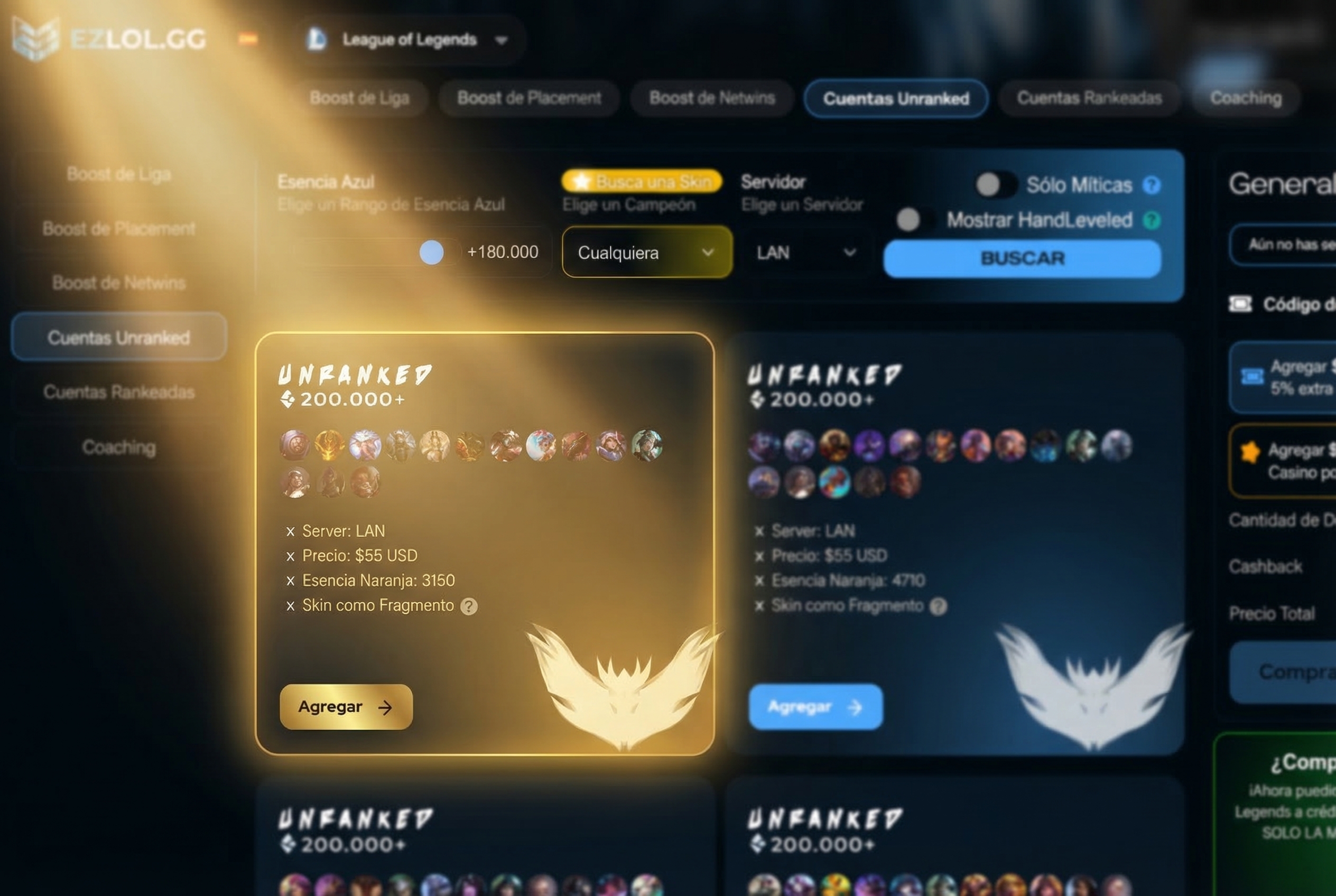 Cuentas Unranked LoL Premium: Tu Colección de Skins y EA al Instante