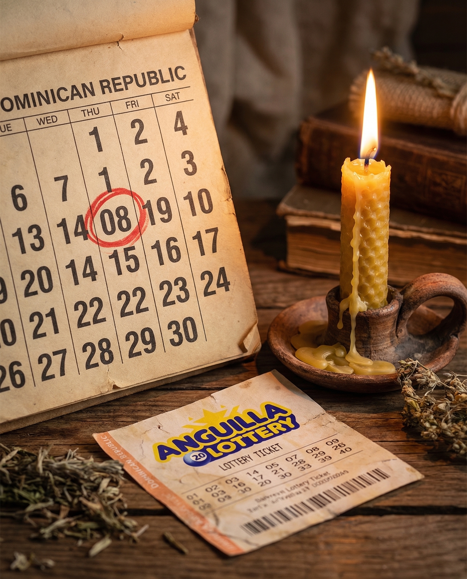 Calendario y boleto de loter&iacute;a Anguila