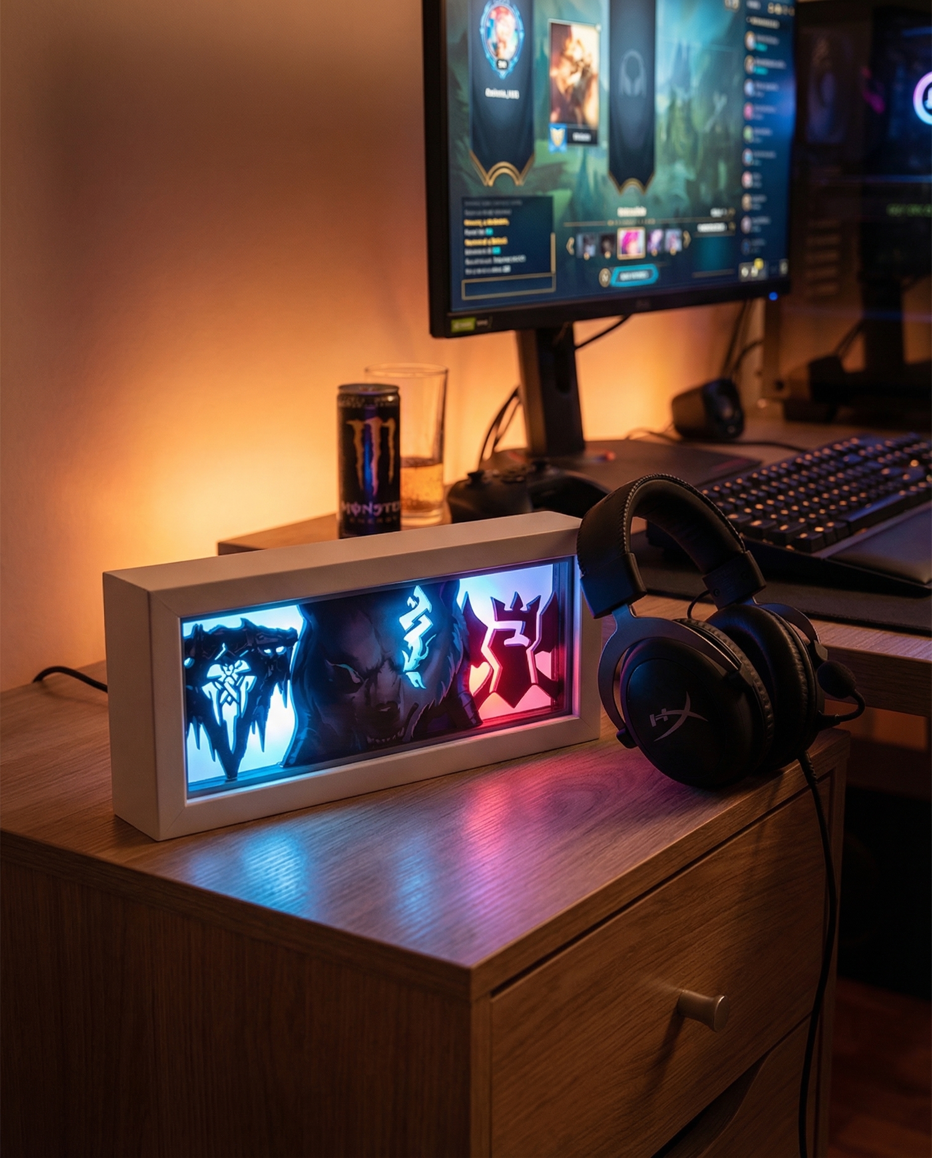 Lámpara lightbox de Zethacraft iluminando un escritorio