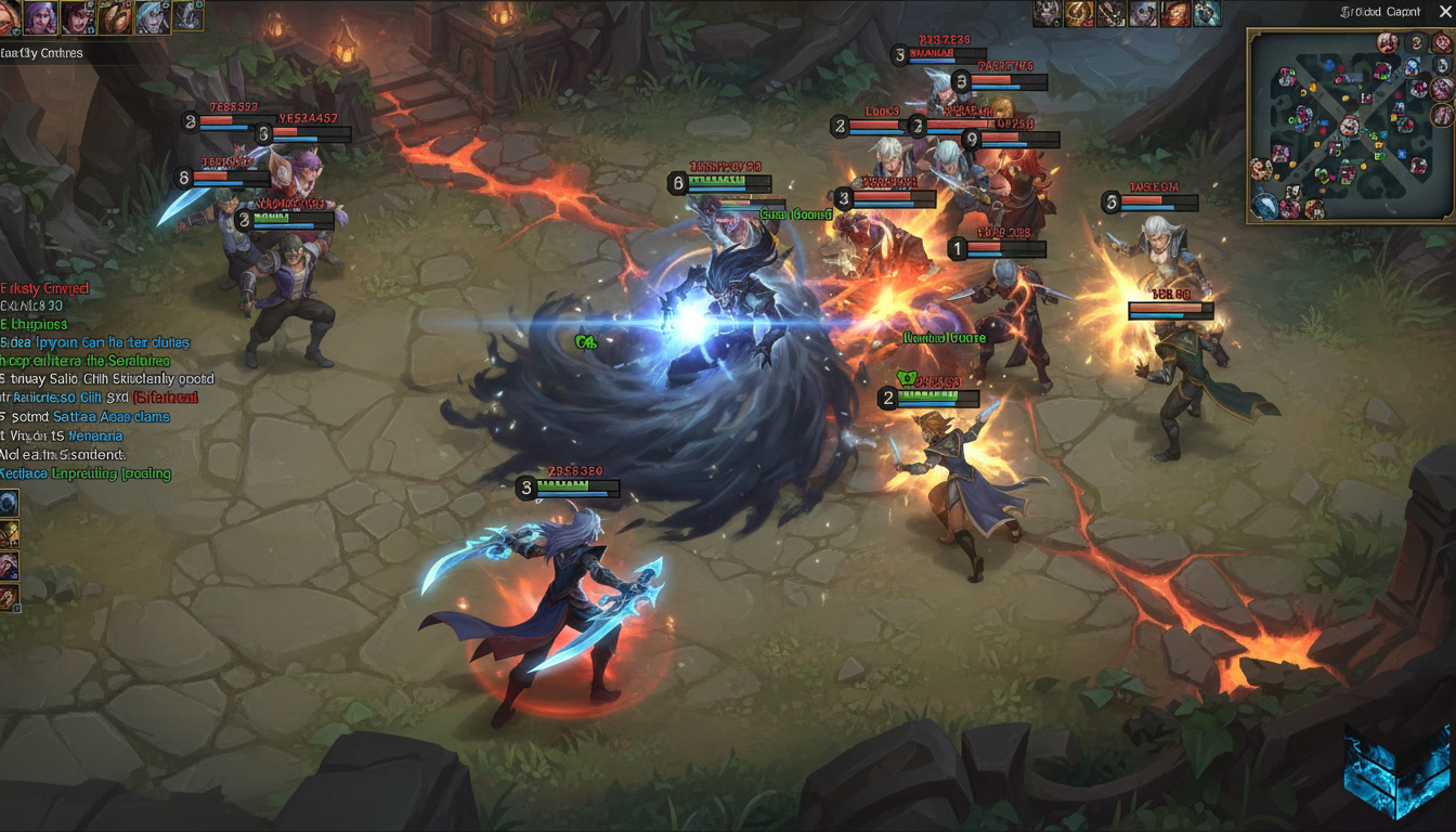 Team fight intenso en League of Legends