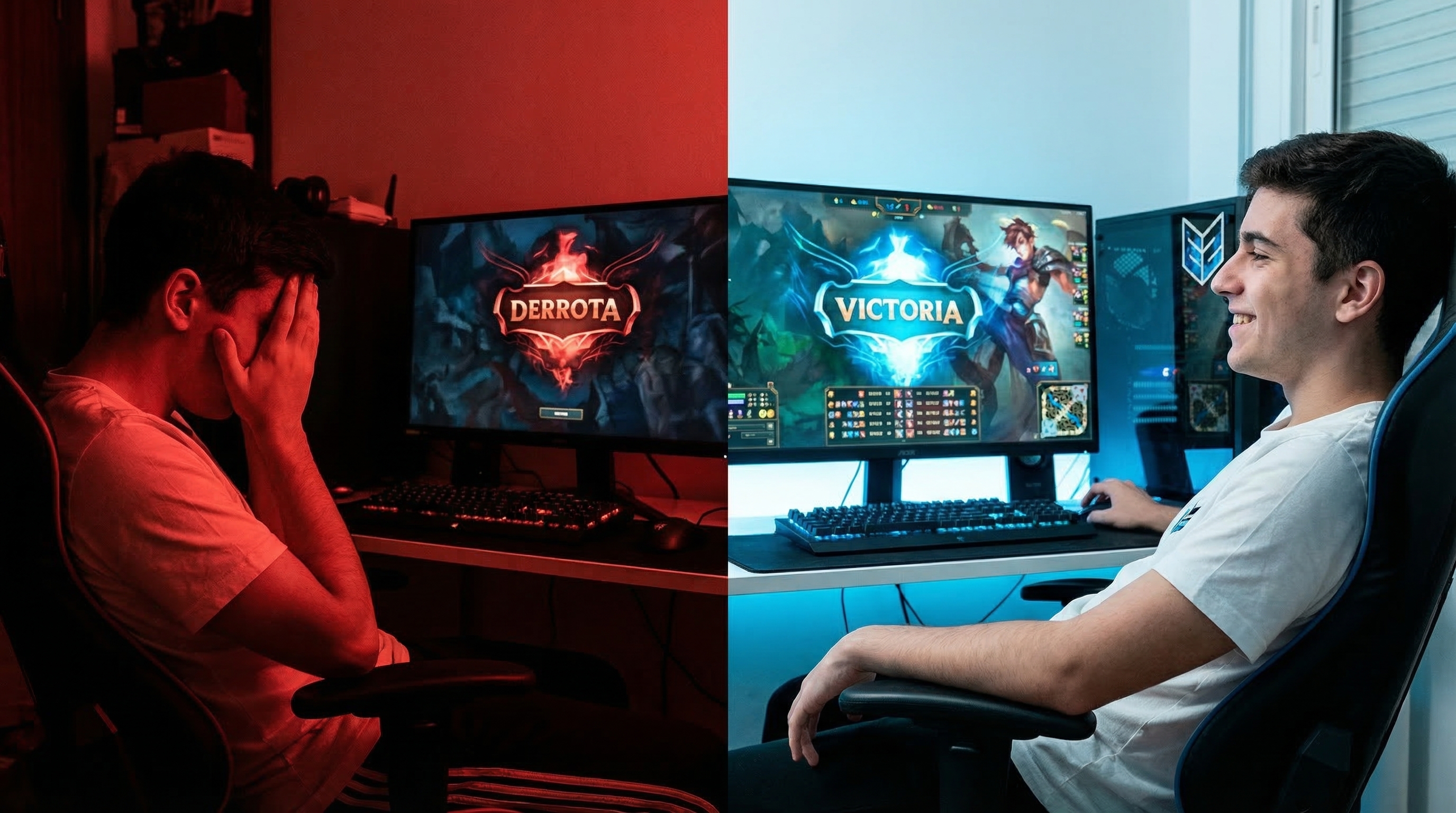 Comparativa de un jugador frustrado vs uno disfrutando en una nueva cuenta