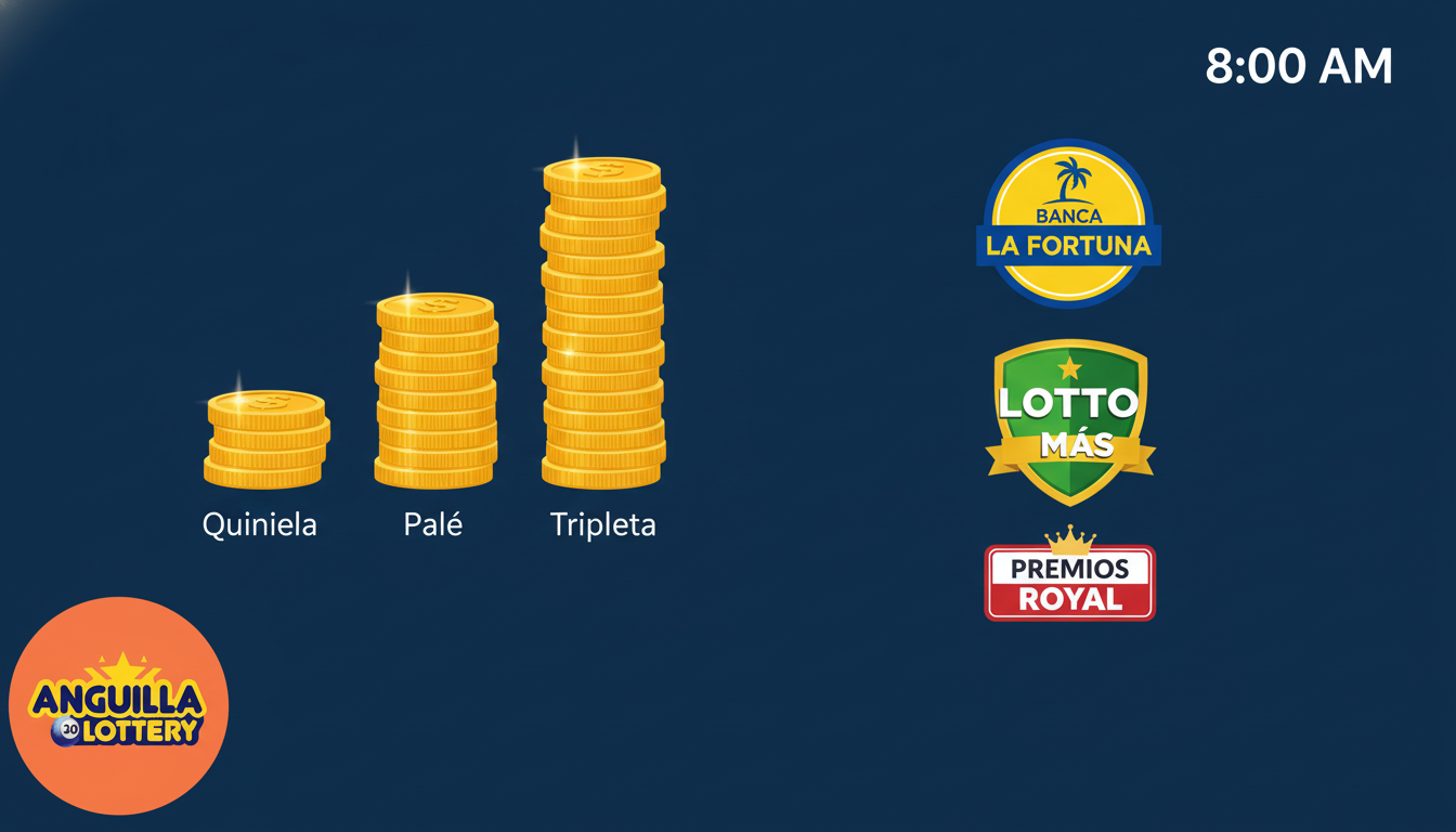 Comparativa de pagos de la Loter&iacute;a Anguila 8 AM en diferentes bancas