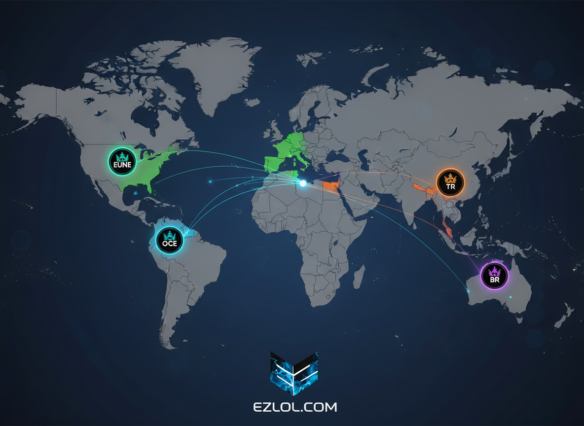 Mapa de servidores de LoL como EUNE y OCE