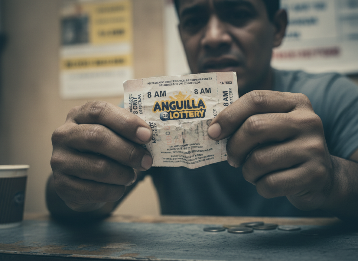 Una persona con expresi&oacute;n de frustraci&oacute;n, sosteniendo un ticket de loter&iacute;a da&ntilde;ado, simbolizando un error com&uacute;n al cobrar premios.