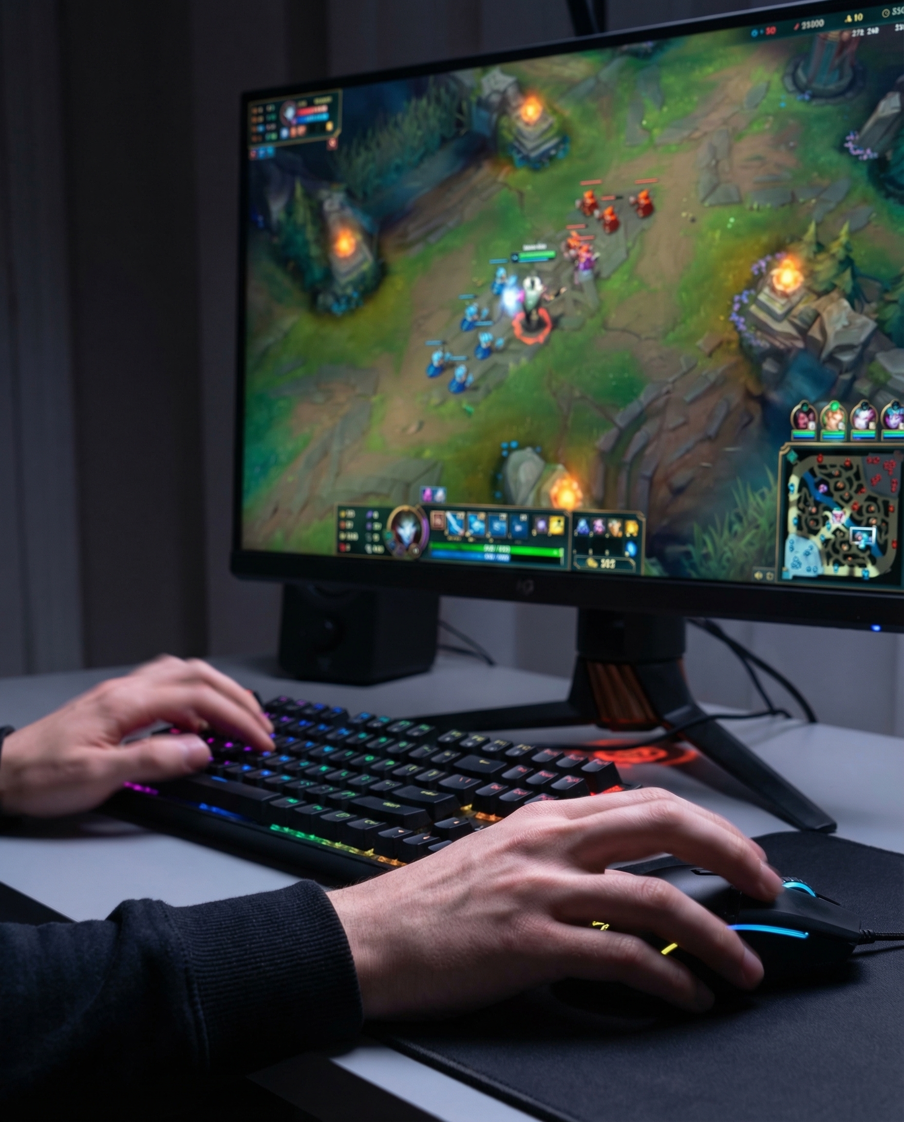 Manos de un jugador de LoL main ADC