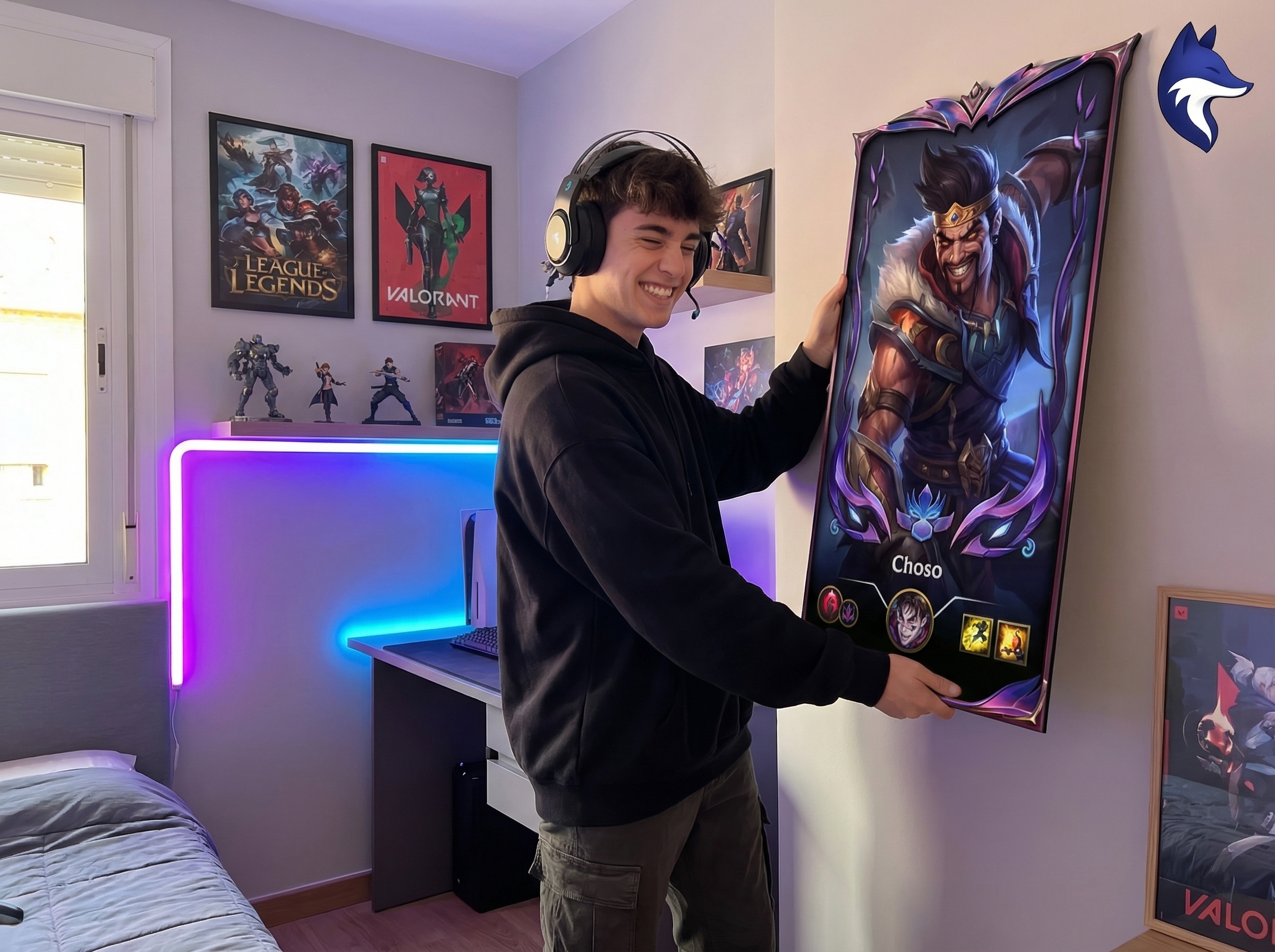 Cuadro personalizado de Zethacraft en una pared gamer