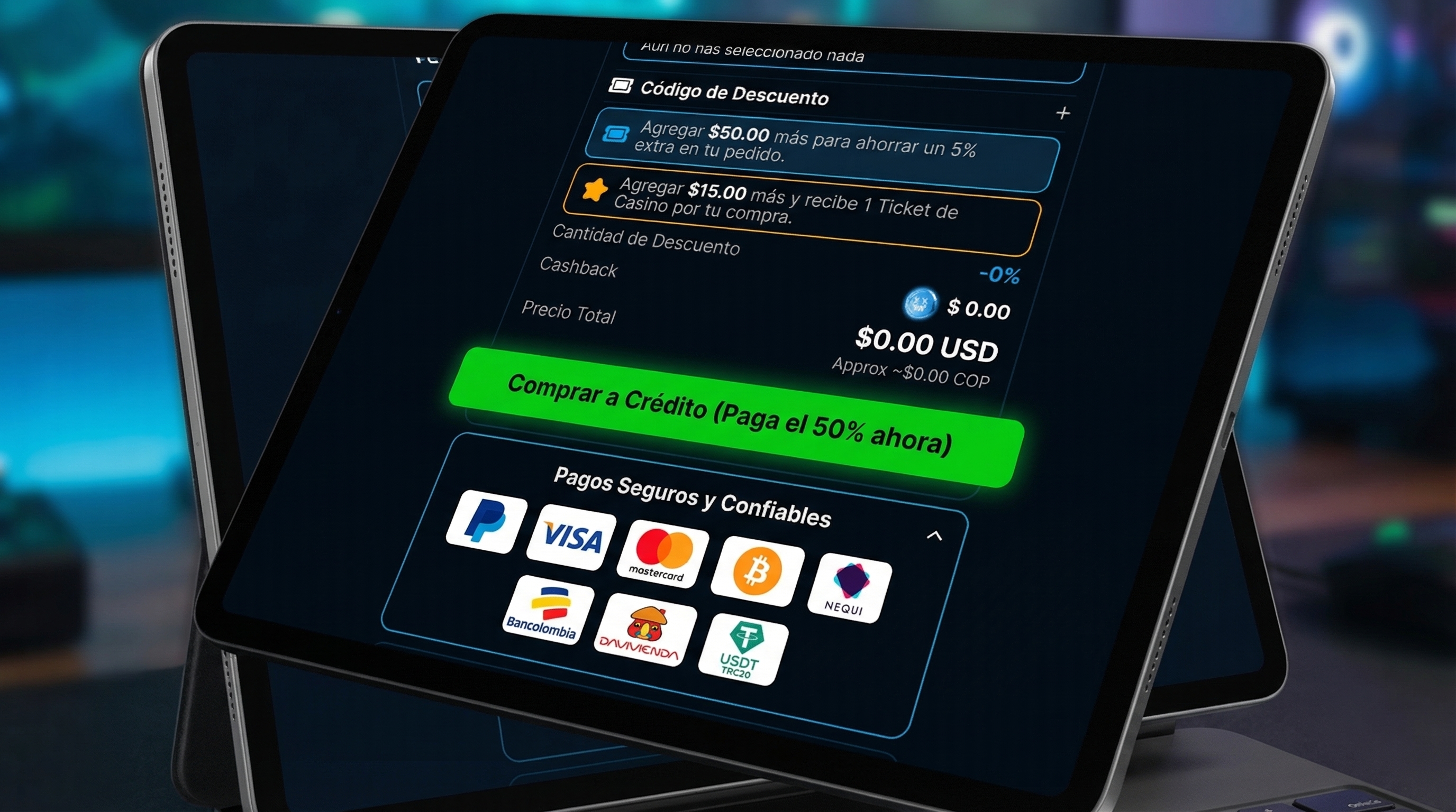 Módulo de pago seguro de EZLOL.GG con múltiples opciones