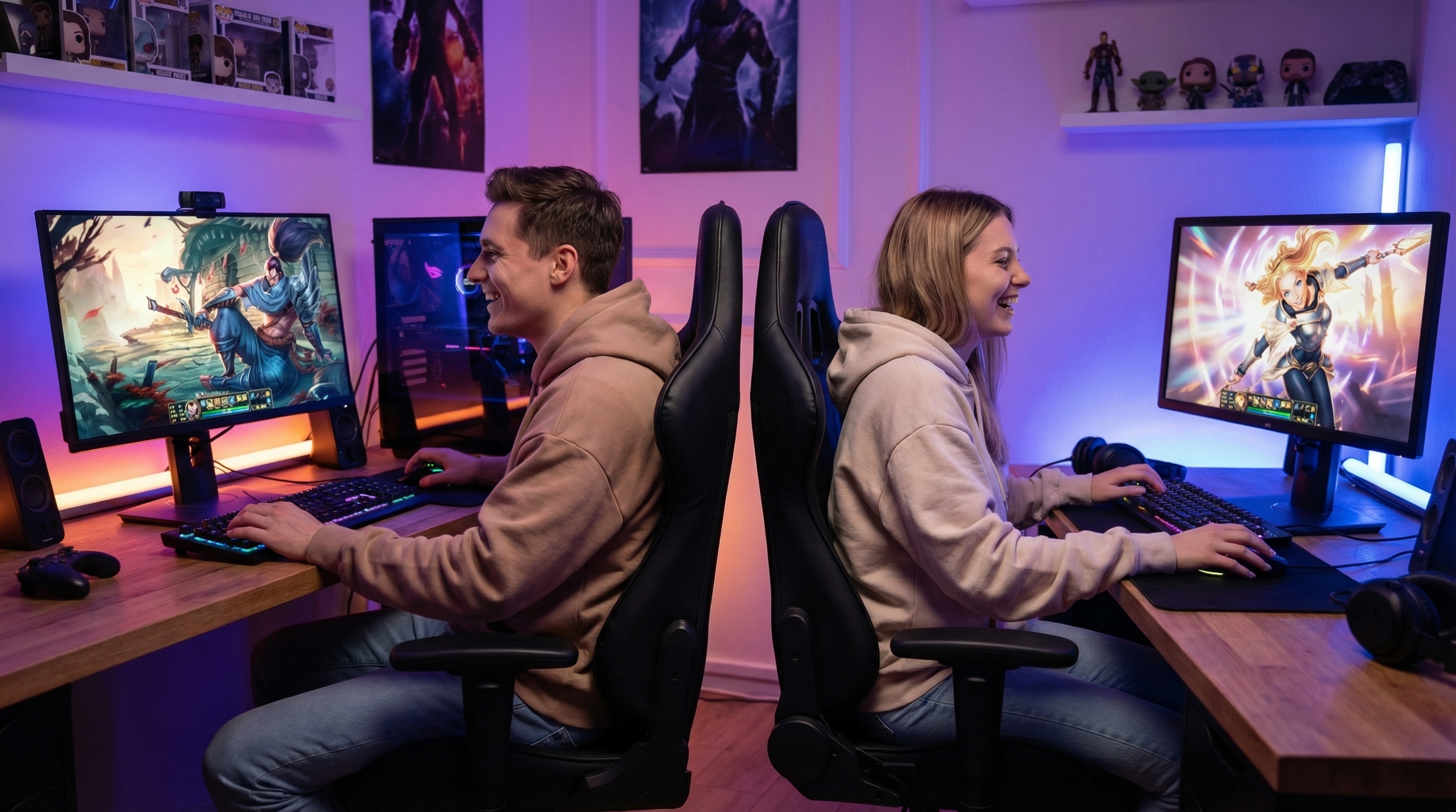 Pareja jugando a League of Legends juntos