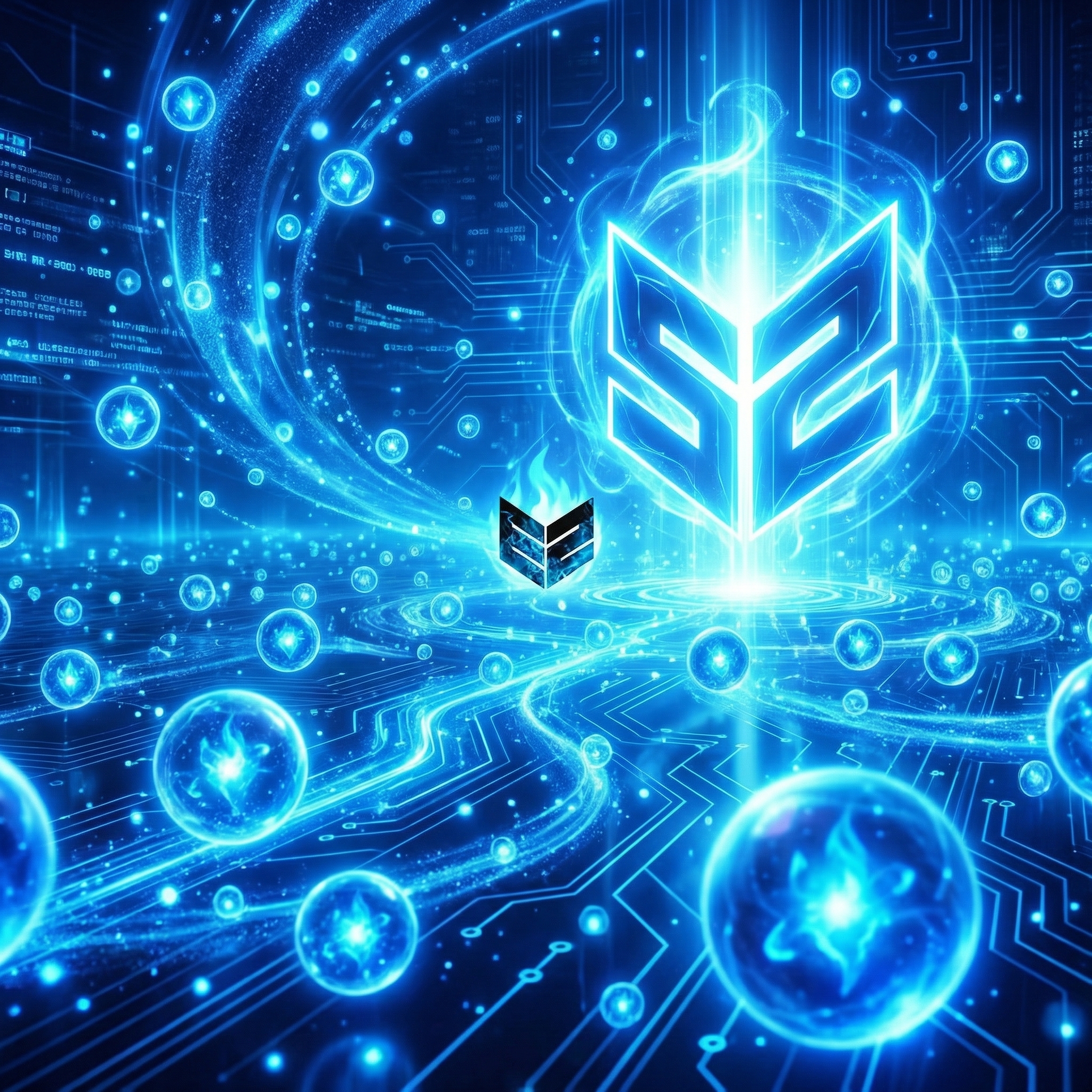 Representaci&oacute;n abstracta de Esencia Azul de League of Legends con iconos de tienda