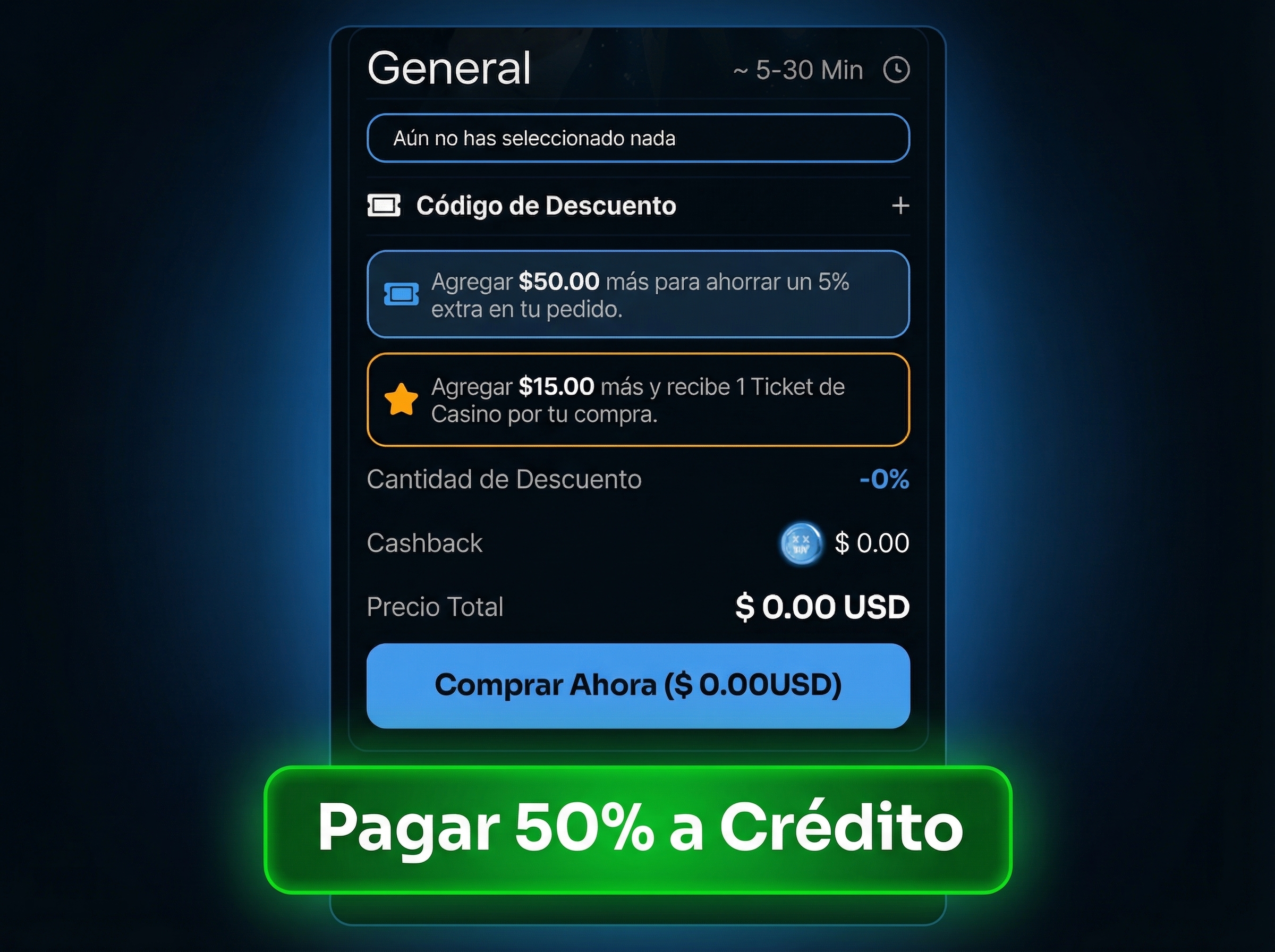 M&oacute;dulo de pago de EZLOL.GG con varias opciones