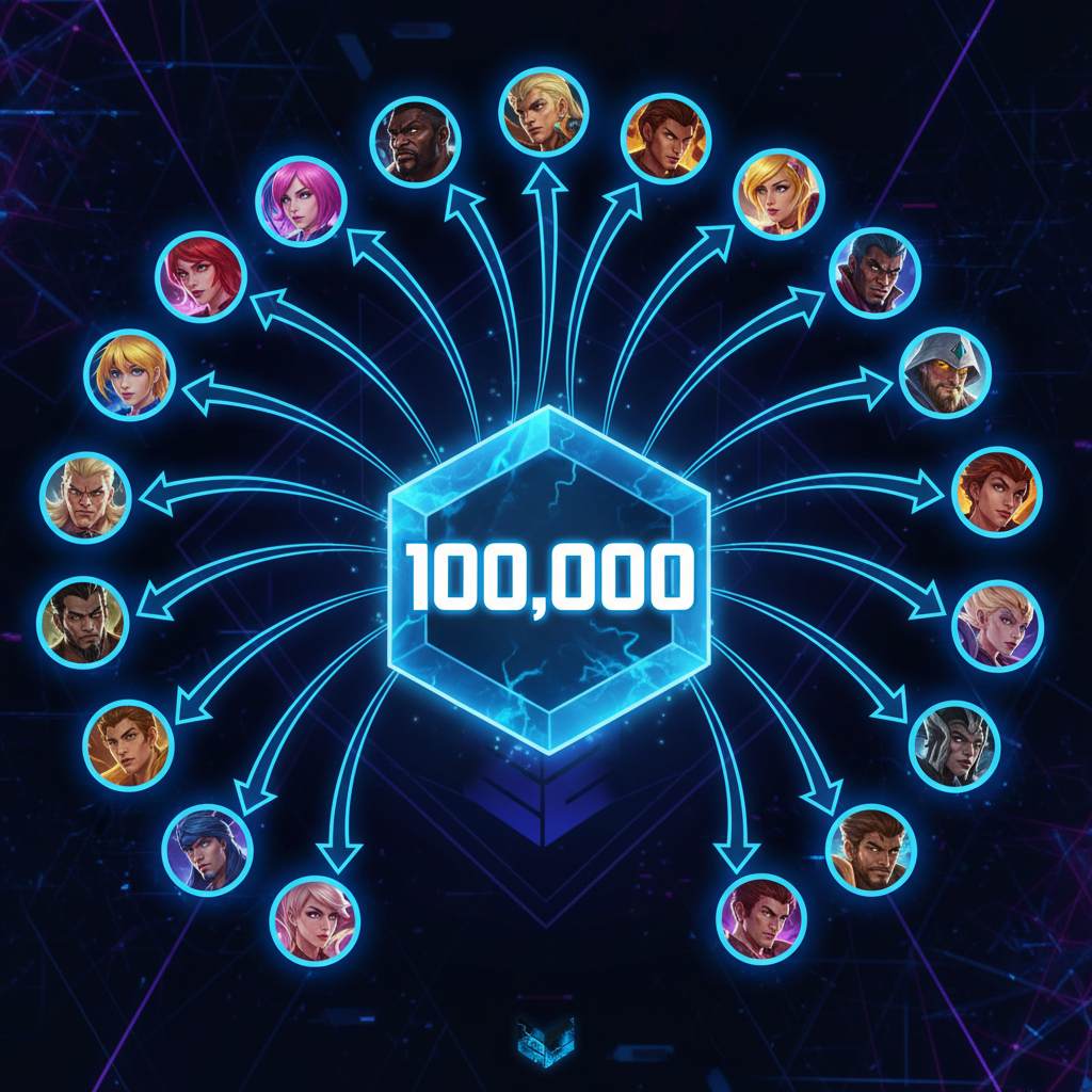 Infograf&iacute;a del valor de 100.000 de Esencia Azul en campeones de LoL