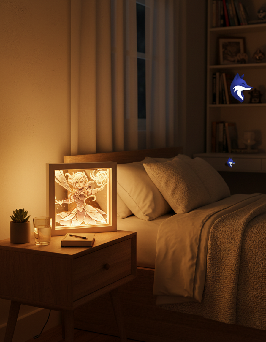 Lámpara de League of Legends en una habitación gamer