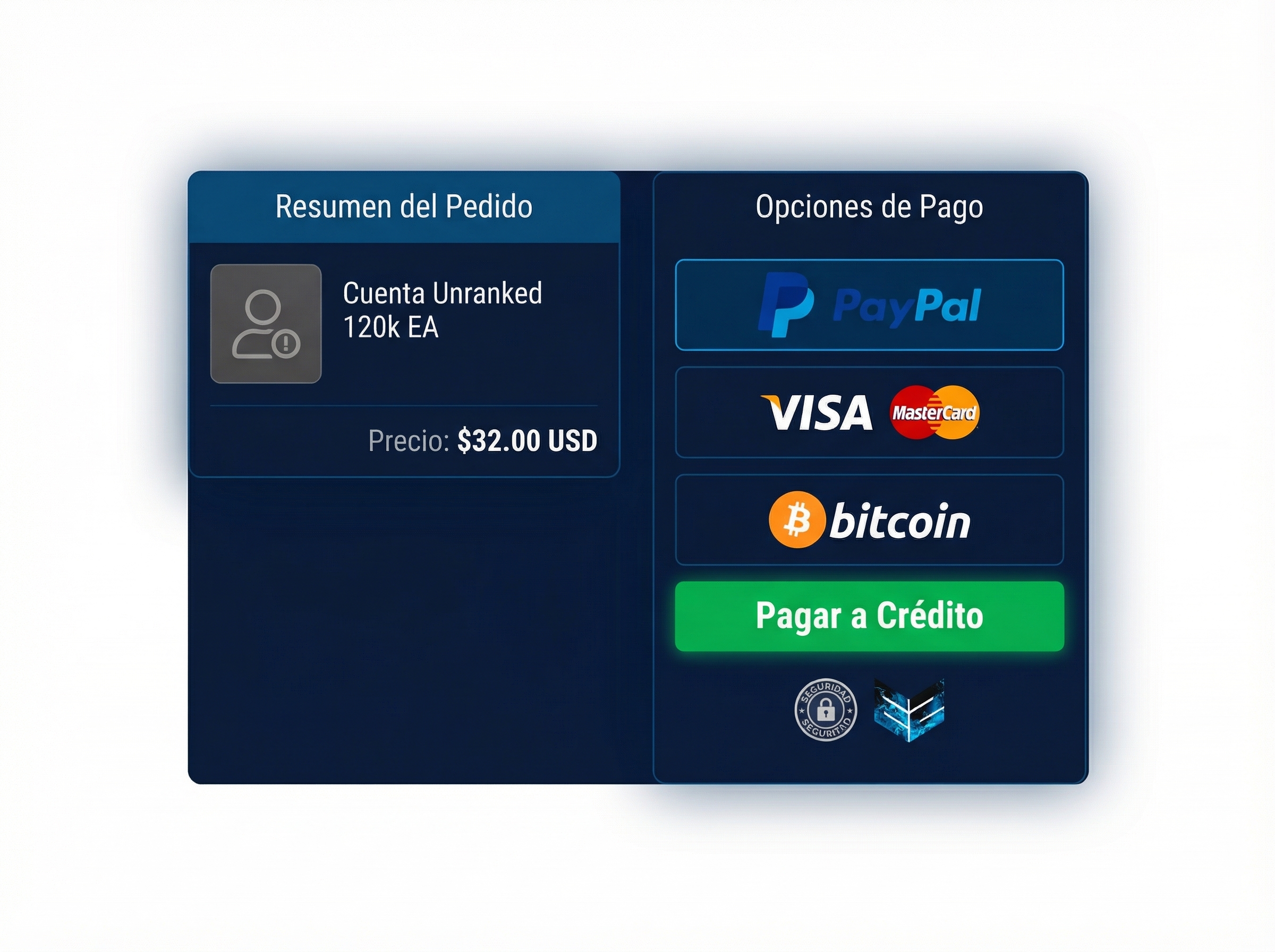 Módulo de pago seguro en EZLOL.GG