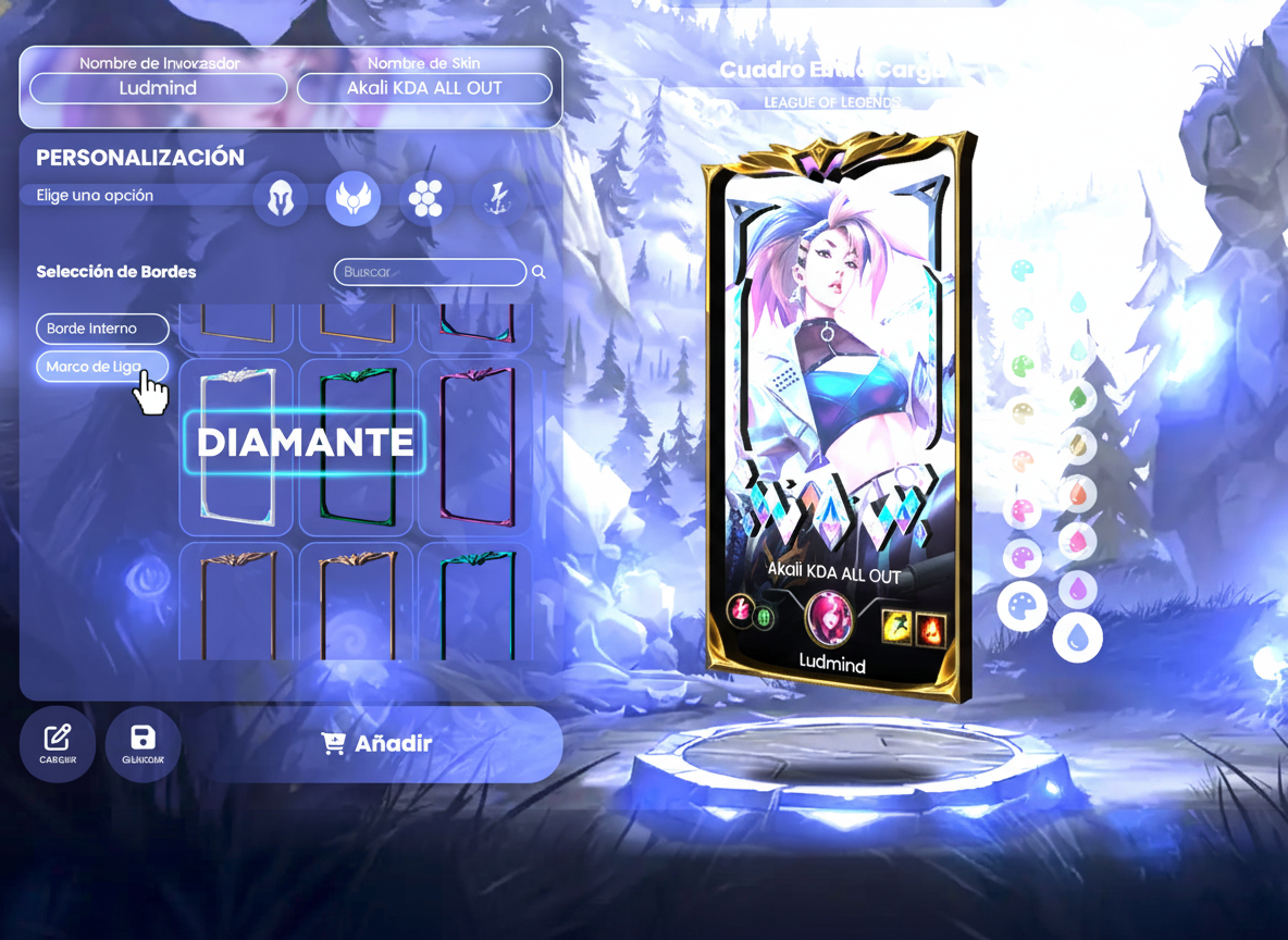 Paso 2 para personalizar cuadro LoL: seleccionar marco Diamante