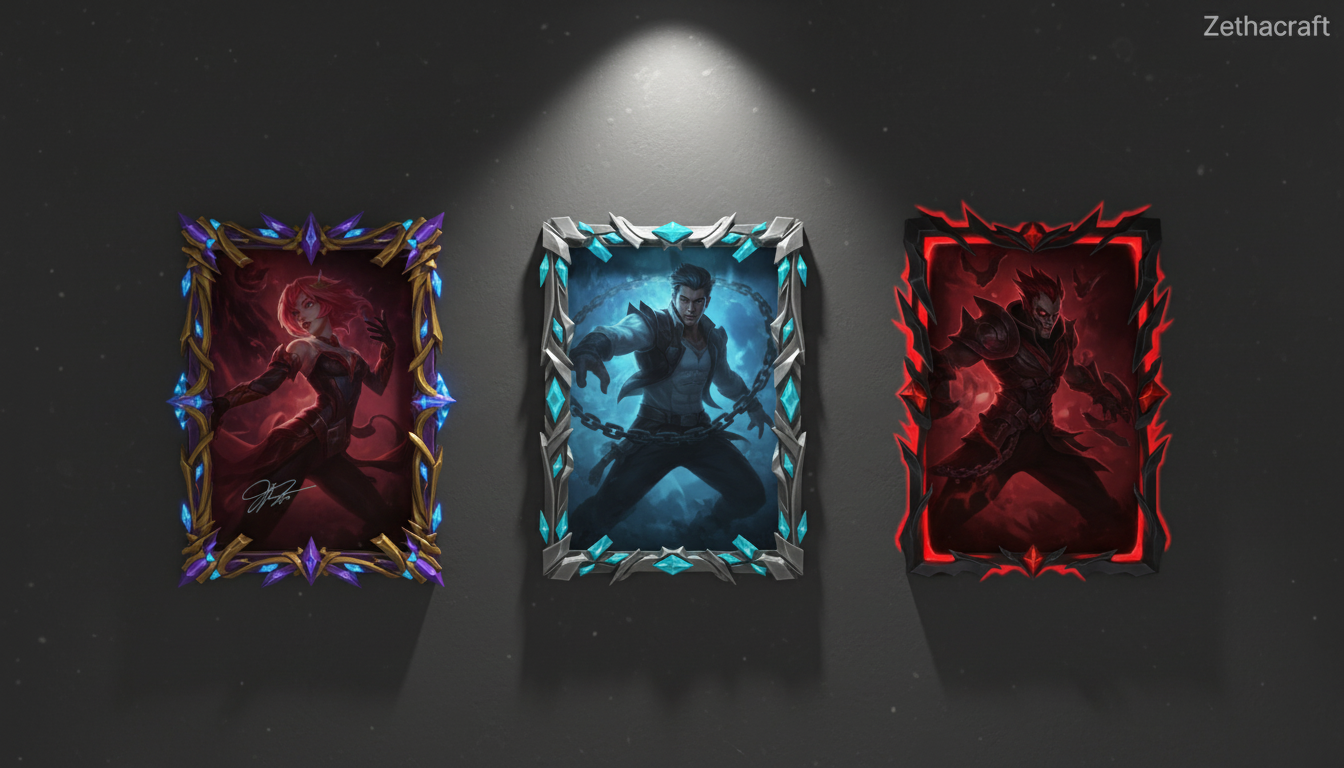 Comparativa de cuadros LoL con marcos Master, Diamante y Challenger