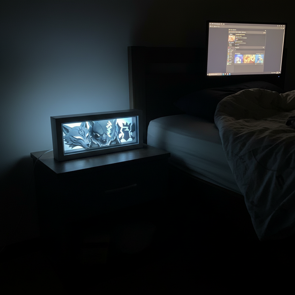 Lámpara Lightbox de Zethacraft en una habitación gamer