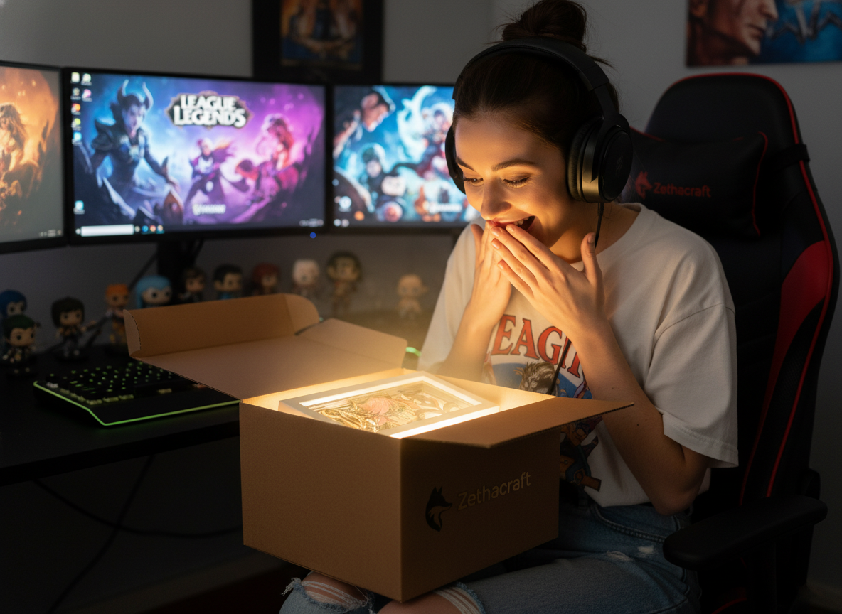 Chica recibiendo un regalo de Zethacraft