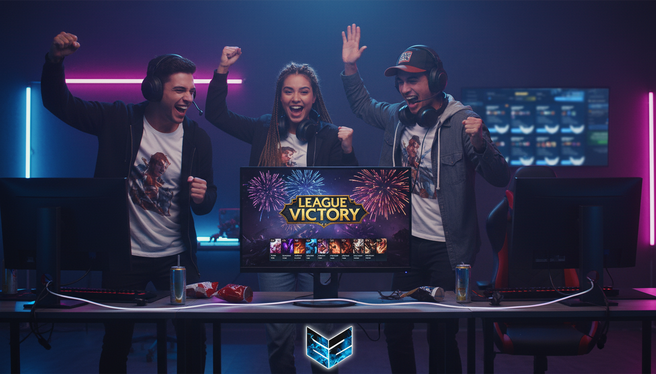 Grupo de amigos jugando League of Legends