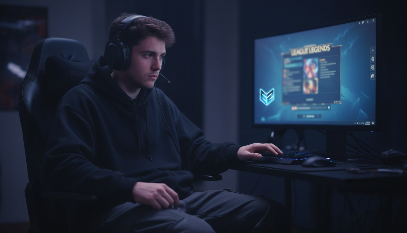 Joven gamer pensando si es legal comprar cuentas de LoL