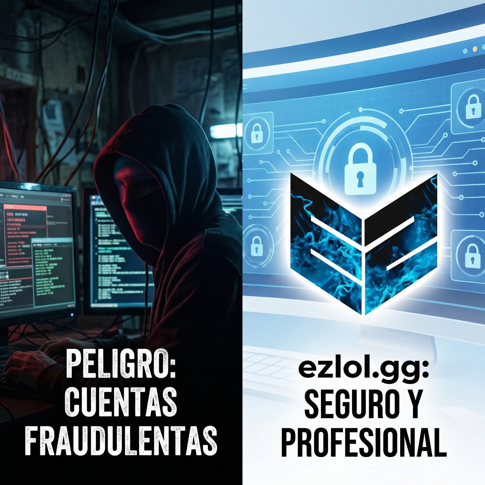Comparativa entre vendedor fraudulento y ezlol.gg