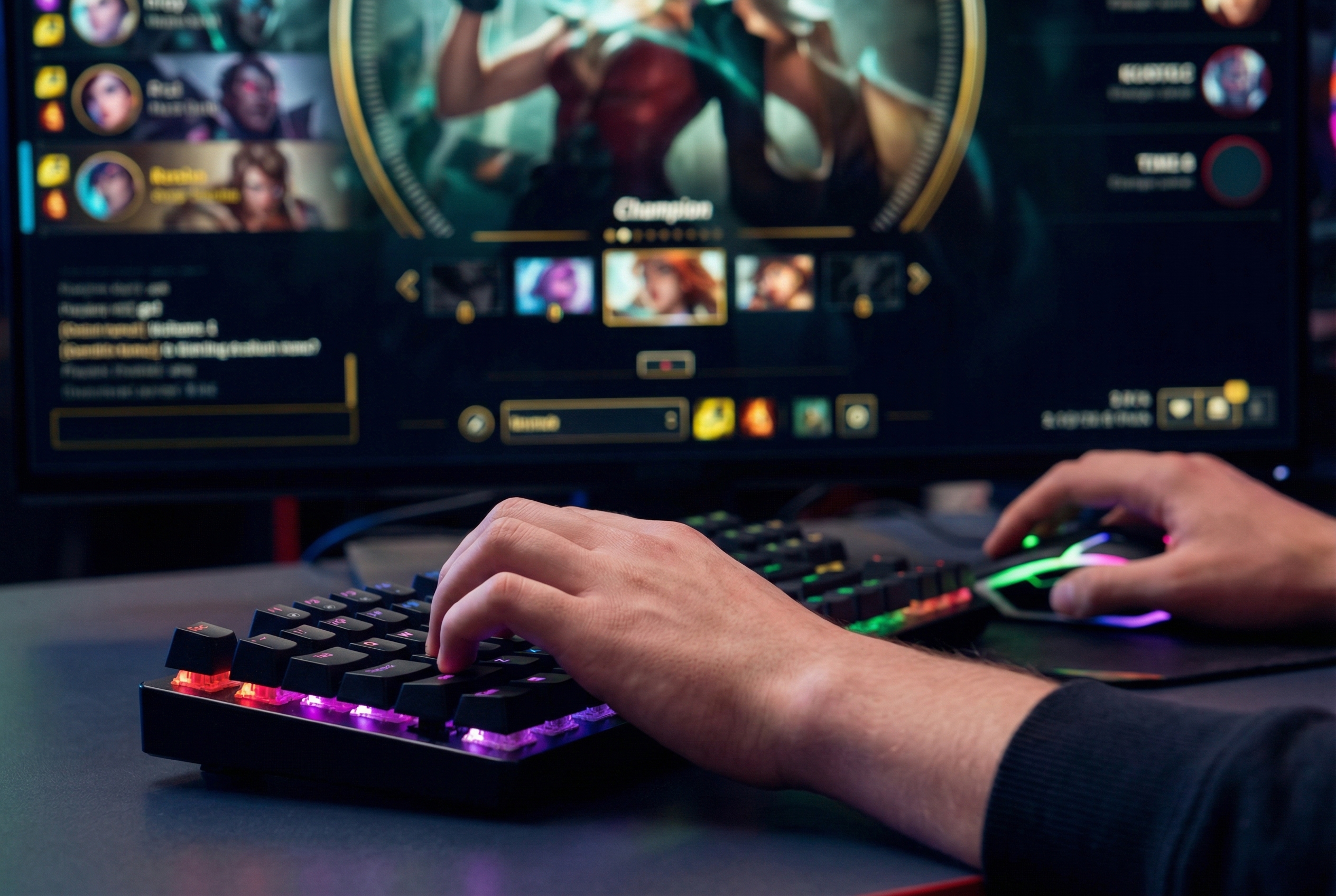 Manos de un gamer listas para jugar en una cuenta nueva de LoL