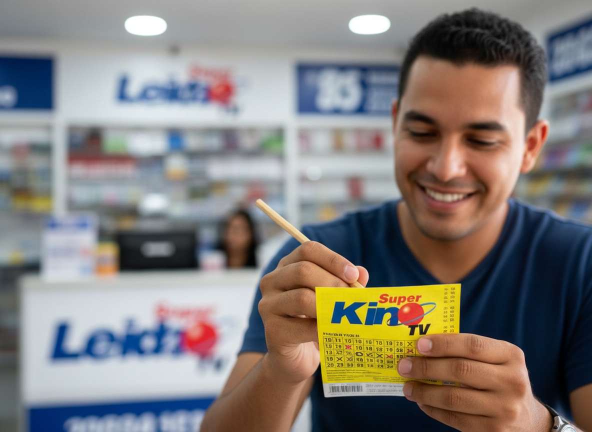 Persona marcando n&uacute;meros en un boleto de Super Kino TV