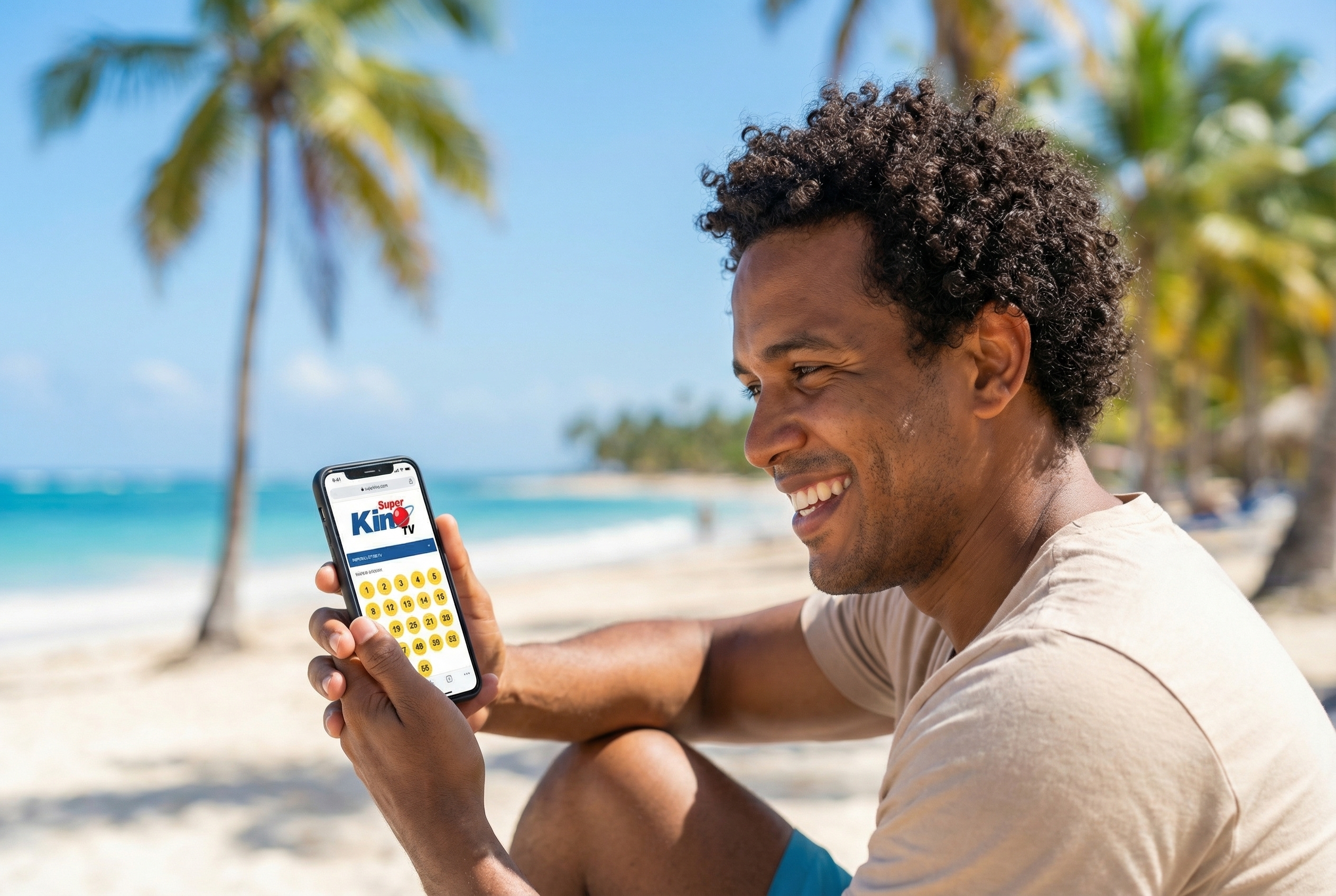 Persona en Rep&uacute;blica Dominicana revisando su boleto de Super Kino TV en el celular