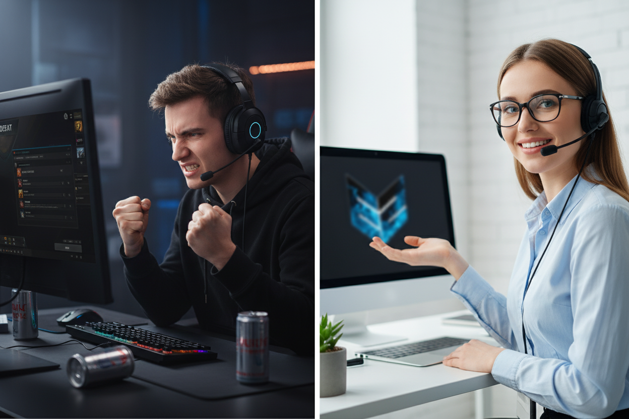 Soporte al cliente de ezlol.gg ayudando a un jugador