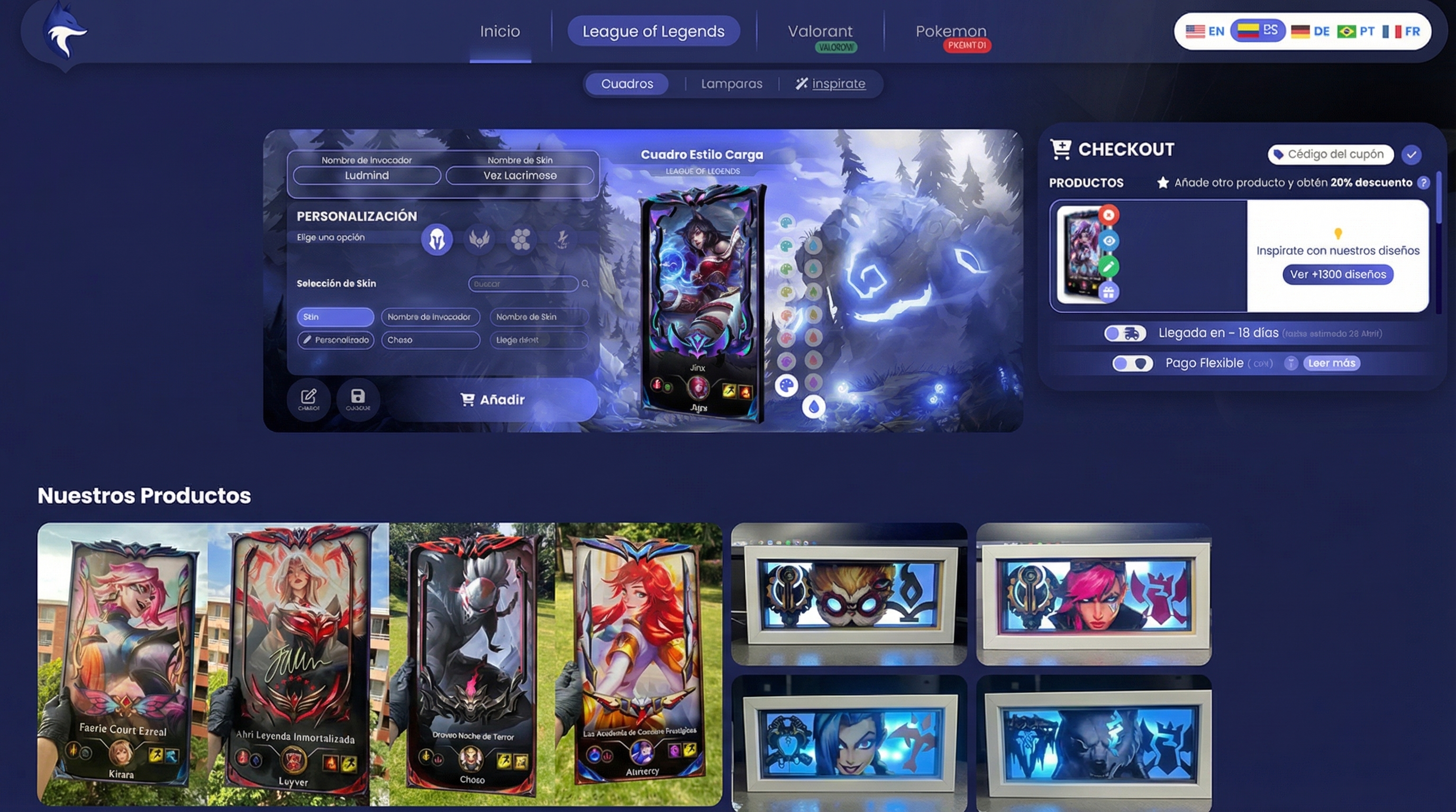 Vista previa de la página para elegir el cuadro que deseas comprar