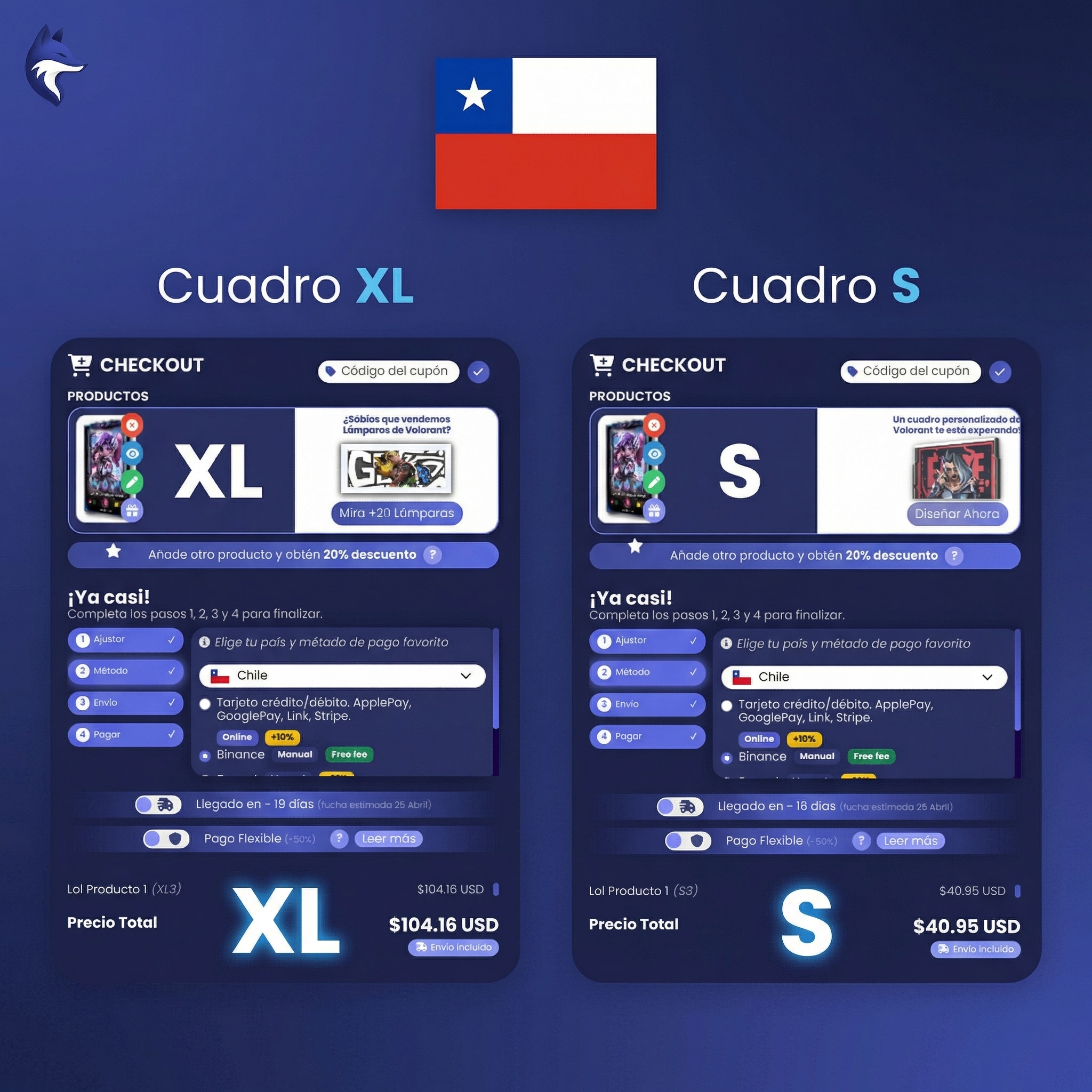 Precios de cuadros LoL con envío a Chile