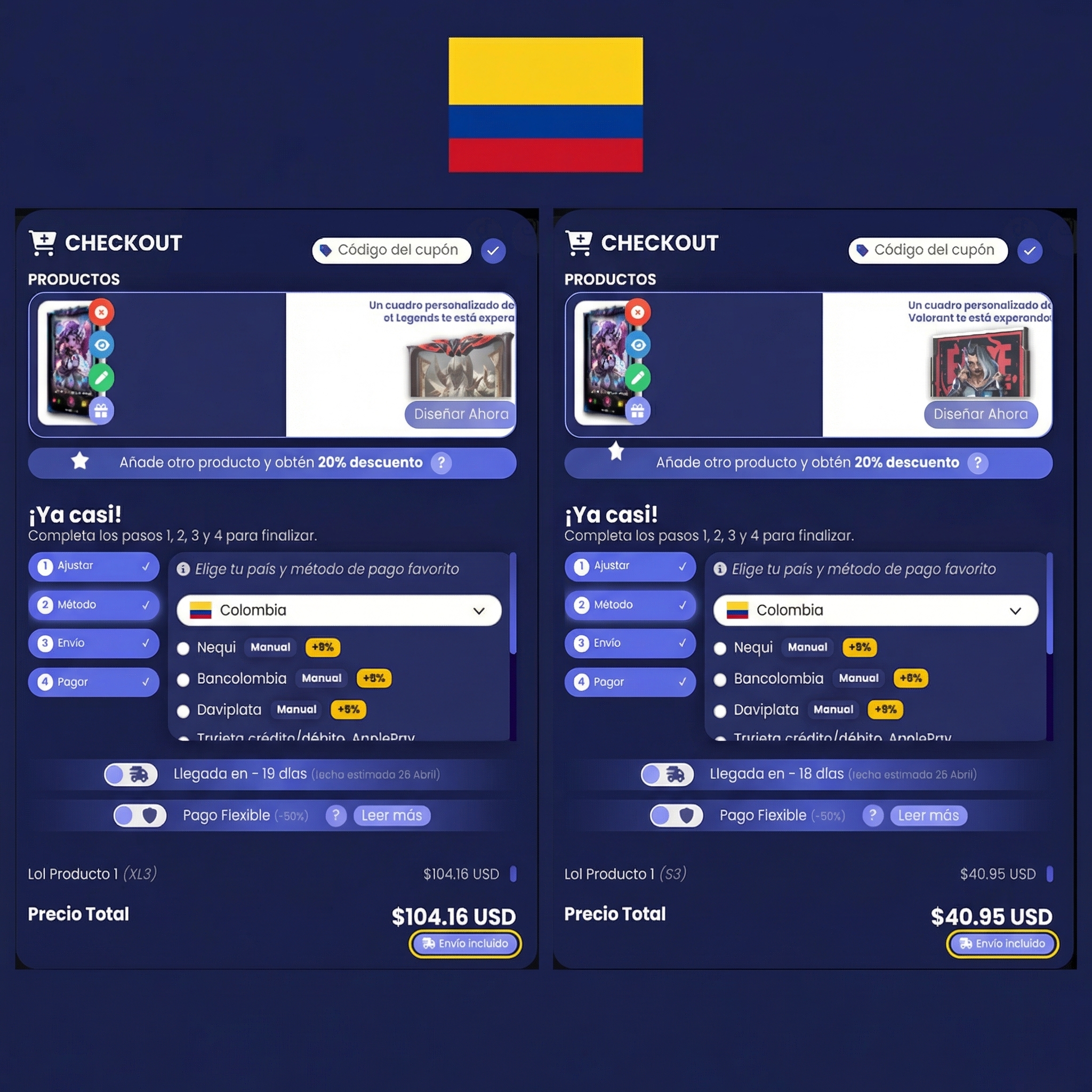 Precios de cuadros LoL con envío a Colombia