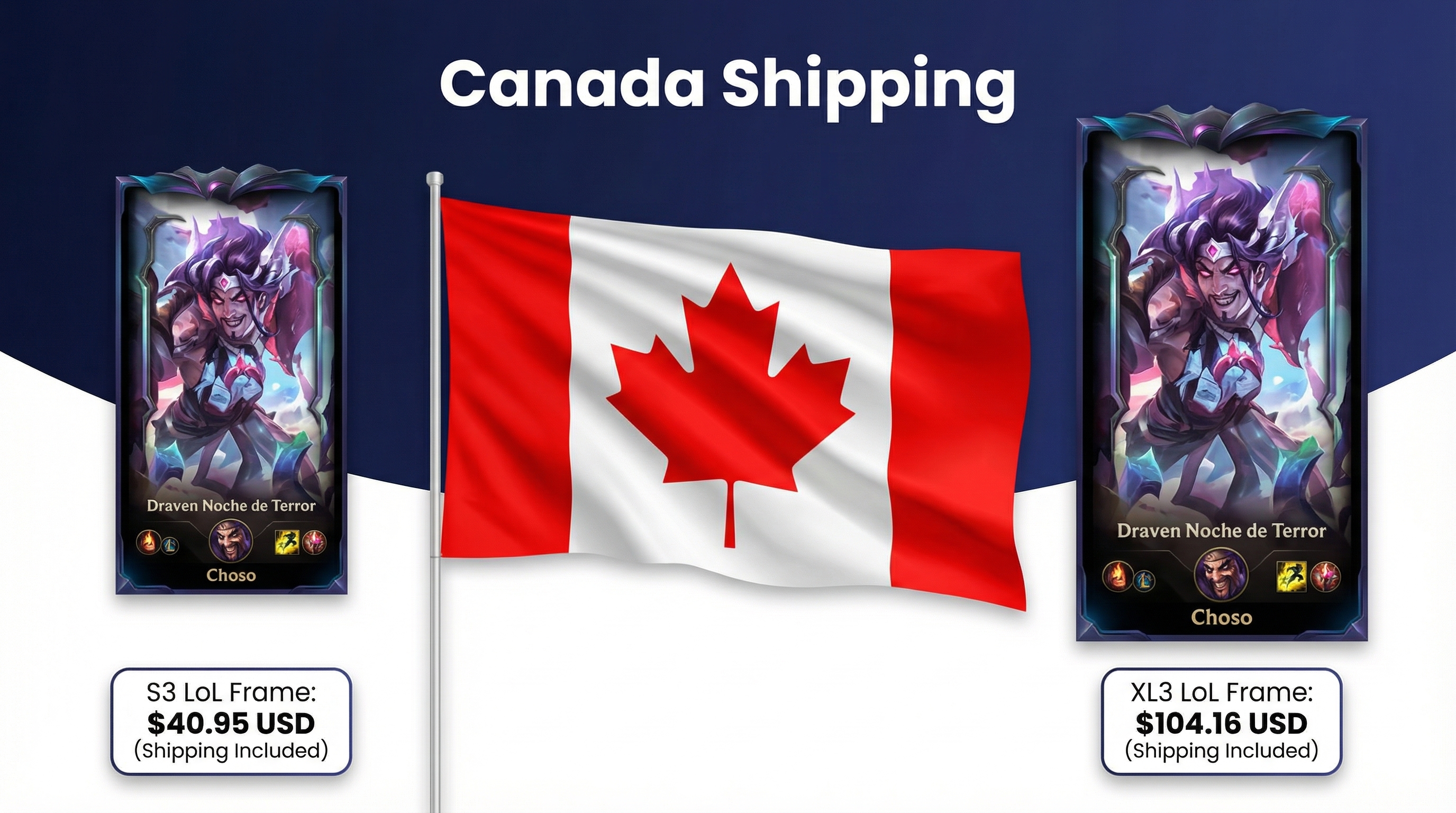 Zethacraft LoL frame shipping cost to Canada