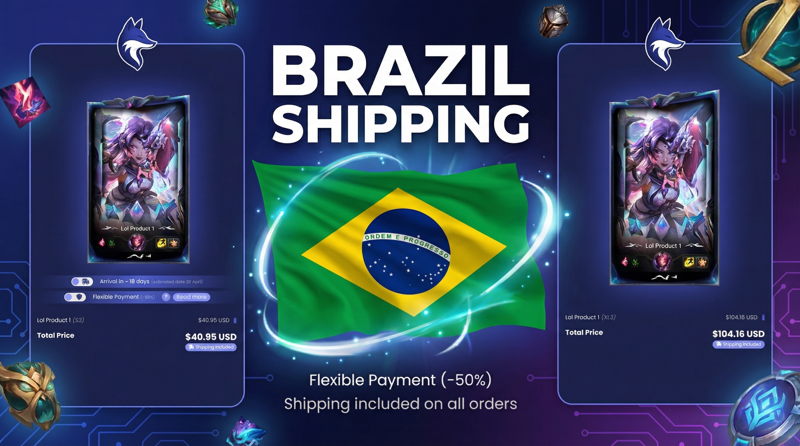 Zethacraft LoL frame shipping cost to Brazil