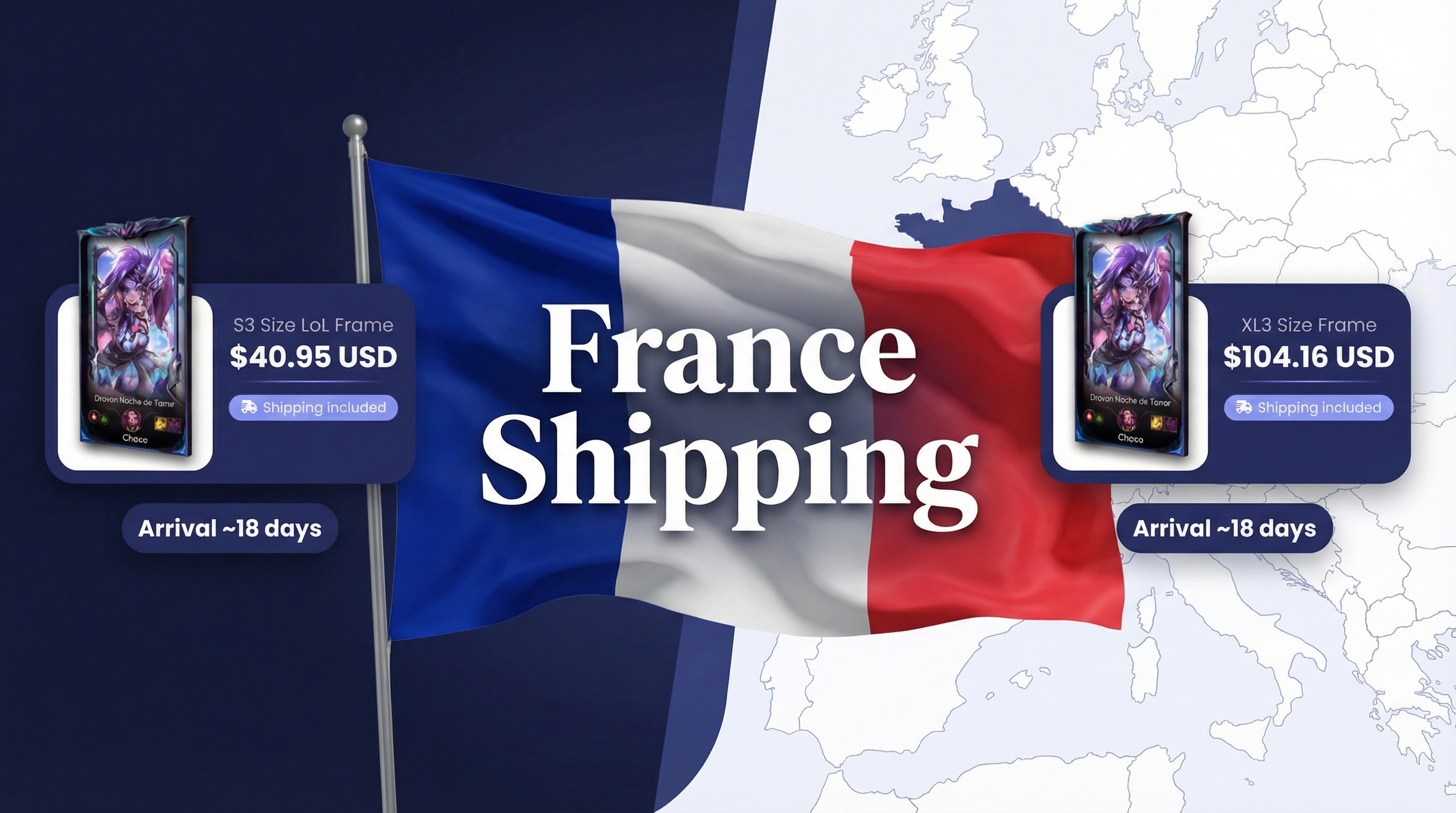 Zethacraft LoL frame shipping cost to France