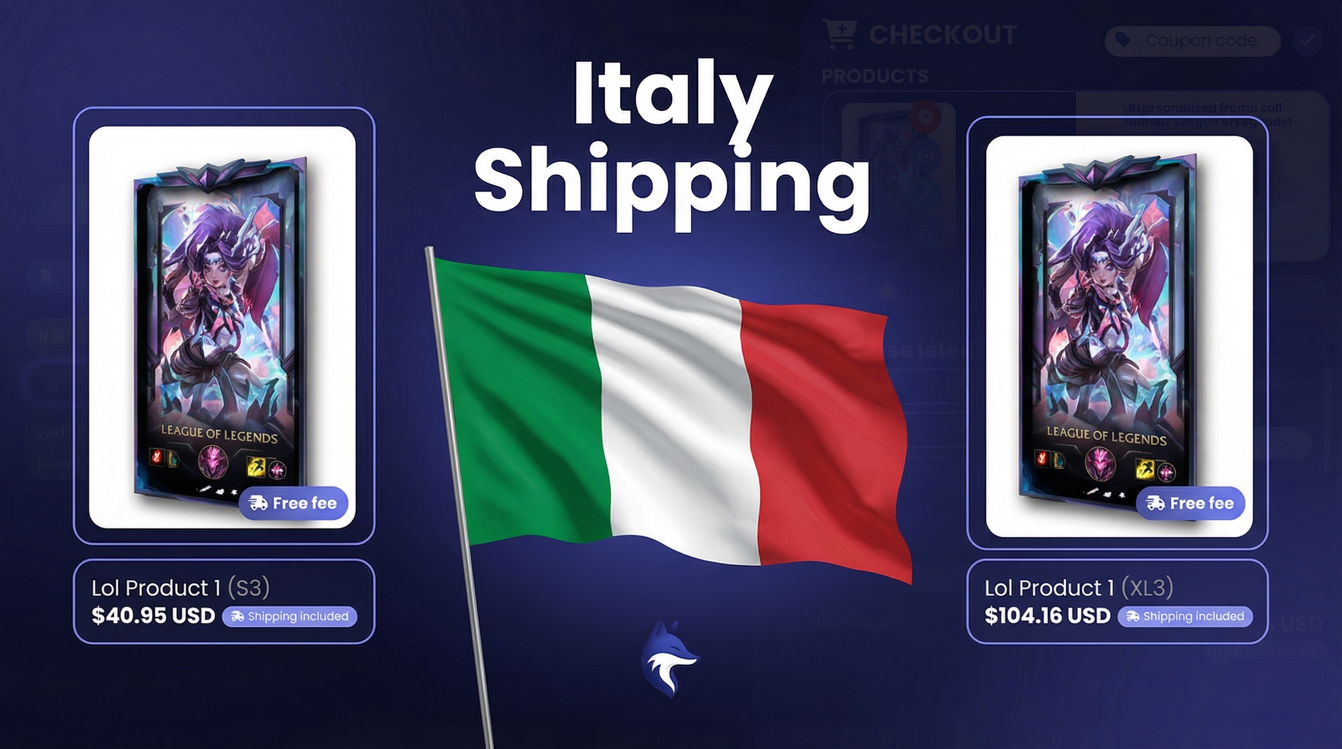 Zethacraft LoL frame shipping cost to Italy