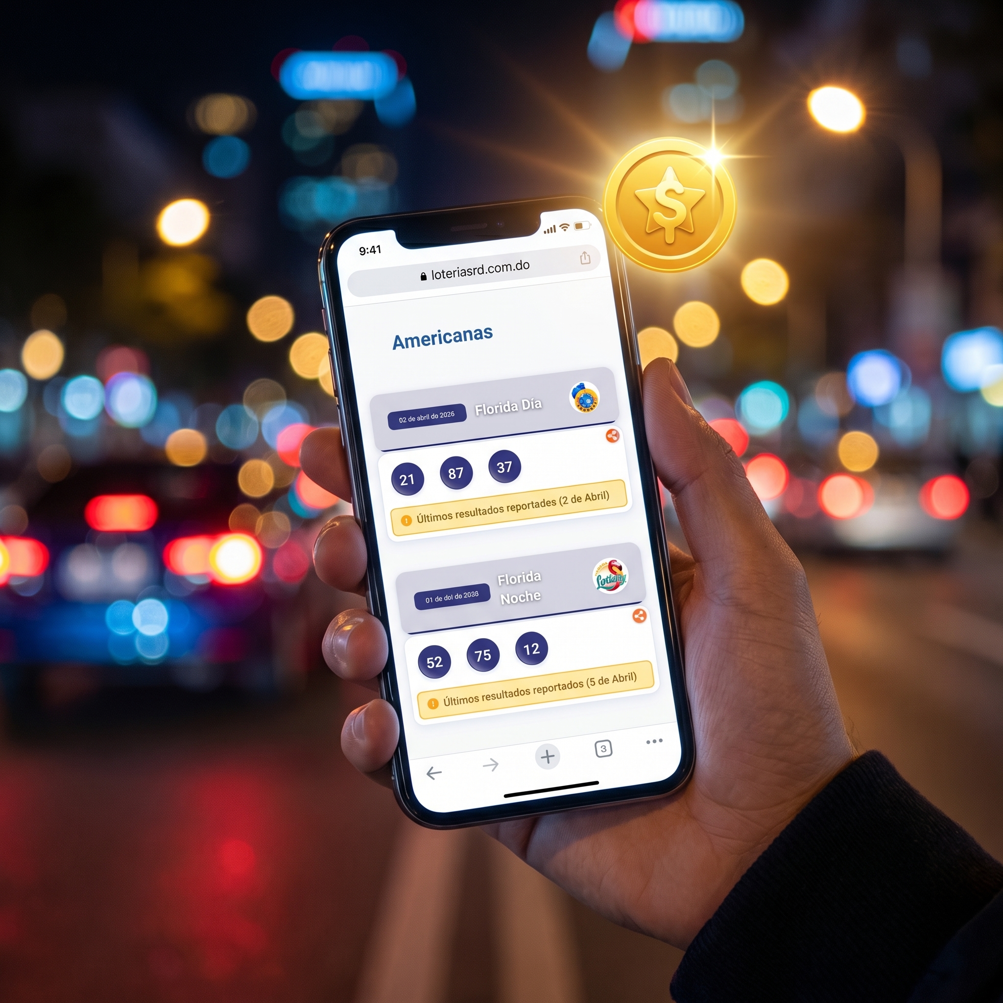 Jugador consultando resultados de loter&iacute;a en m&oacute;vil
