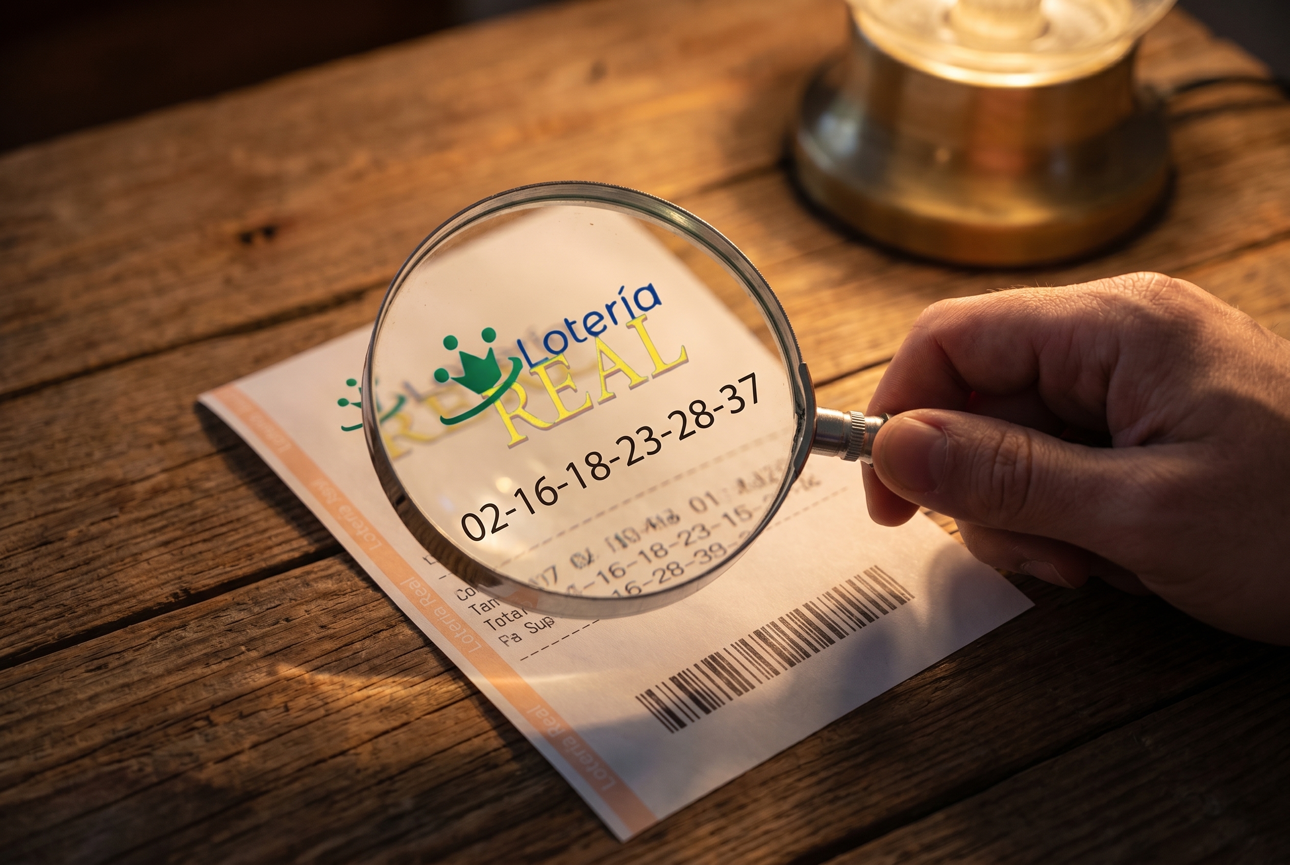Verificaci&oacute;n de un ticket de loter&iacute;a con una lupa