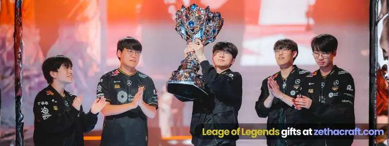 T1 celebrating winning the 2025 League of Legends World Championship