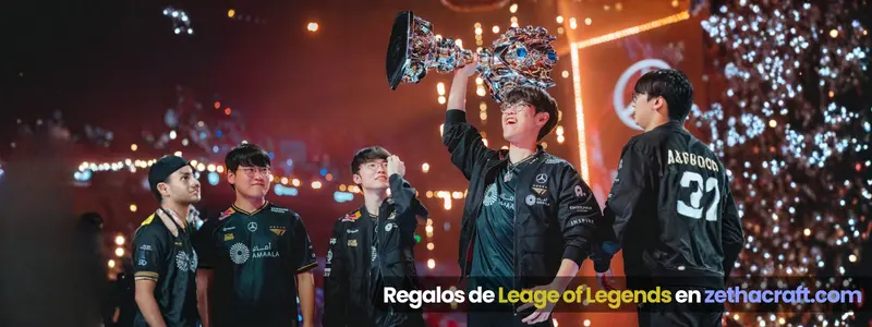 Silueta de Faker frente a una figura alada que representa a Galio, posible skin de T1 tras Worlds 2025